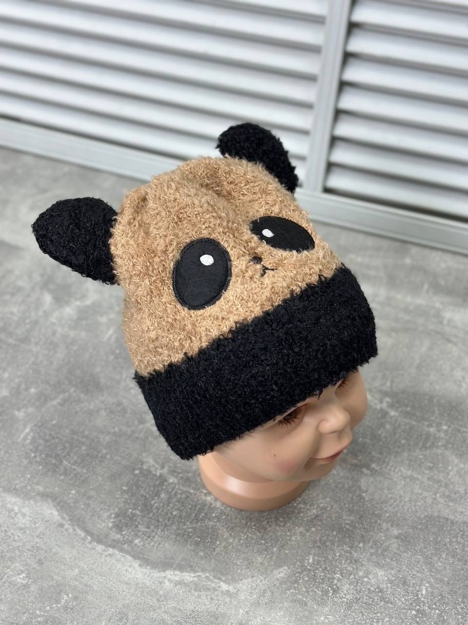 шапка панда,шапка панда детская,детская панда,вязаная шапка панда,детская шапка