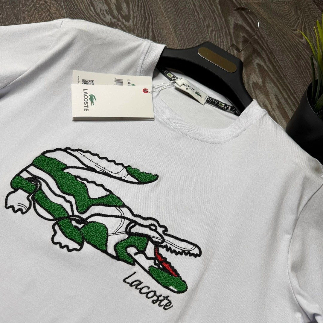 футболка lacoste,лакоста футболка,мужская белая футболка lacoste crocodile print,футболка lacoste футболка,мужские футболки lacoste