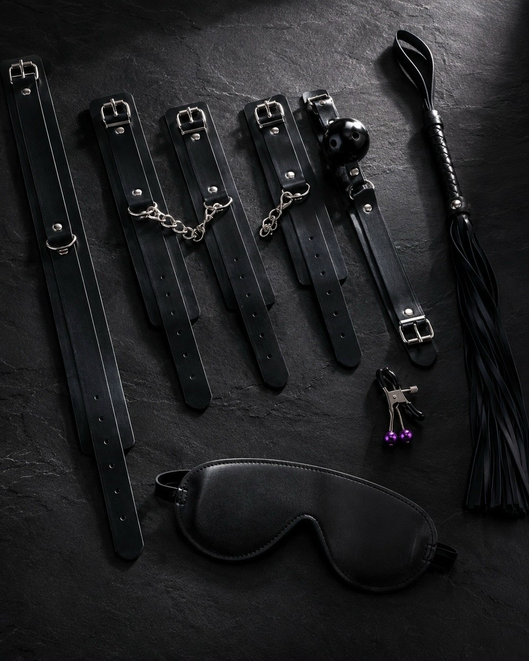 набор для bdsm игр (кляп с зажимами для сосков) notabu,бдсм набор,бдсм набор профессиональный,наручники для бдсм,бдсм набор черный