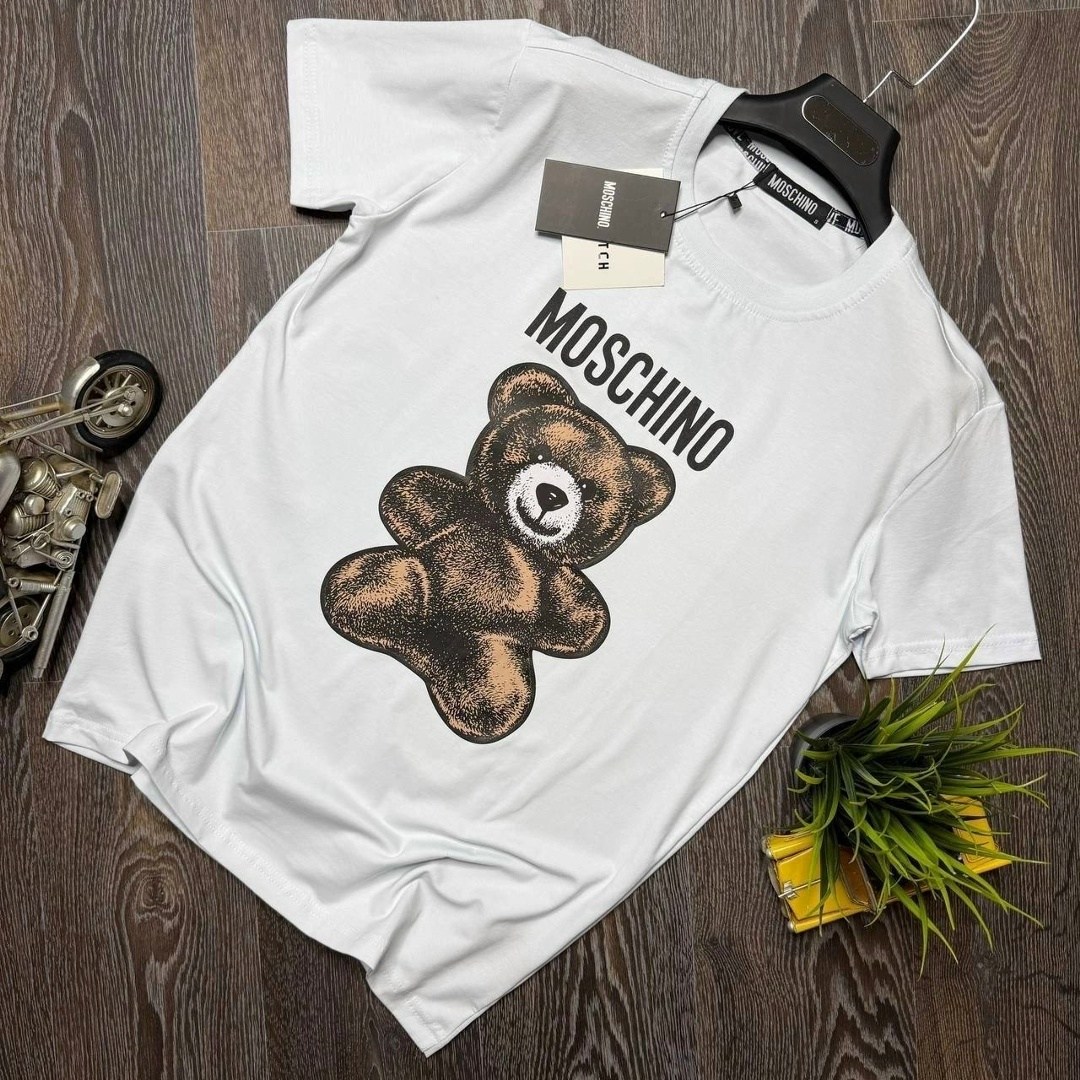 мужская футболка москино с медведем,футболки moschino,москино мишка,футболка мишка,футболки с принтом