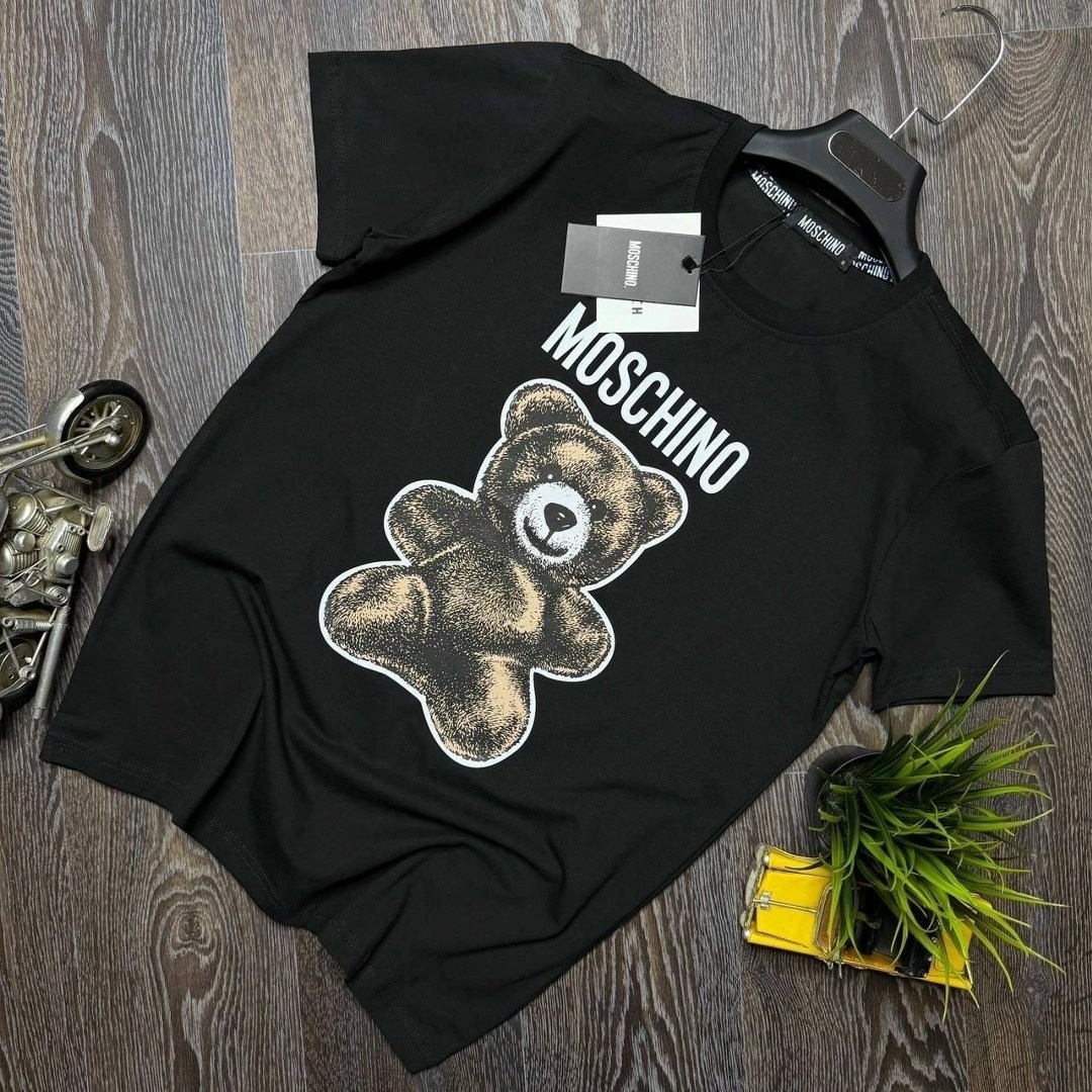 мужская футболка москино с медведем,футболки moschino,москино мишка,футболка мишка,футболки с принтом