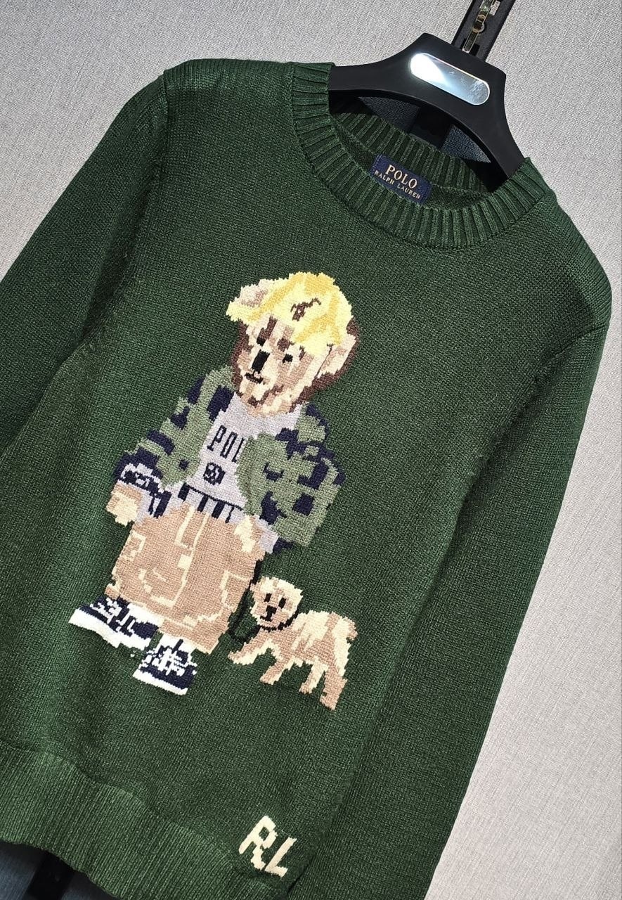 polo ralph lauren свитер с принтом polo bear зеленый,свитер polo ralph lauren,свитер с мишкой ральф лорен,polo ralph lauren bear sweater,polo ralph lauren polo bear sweater