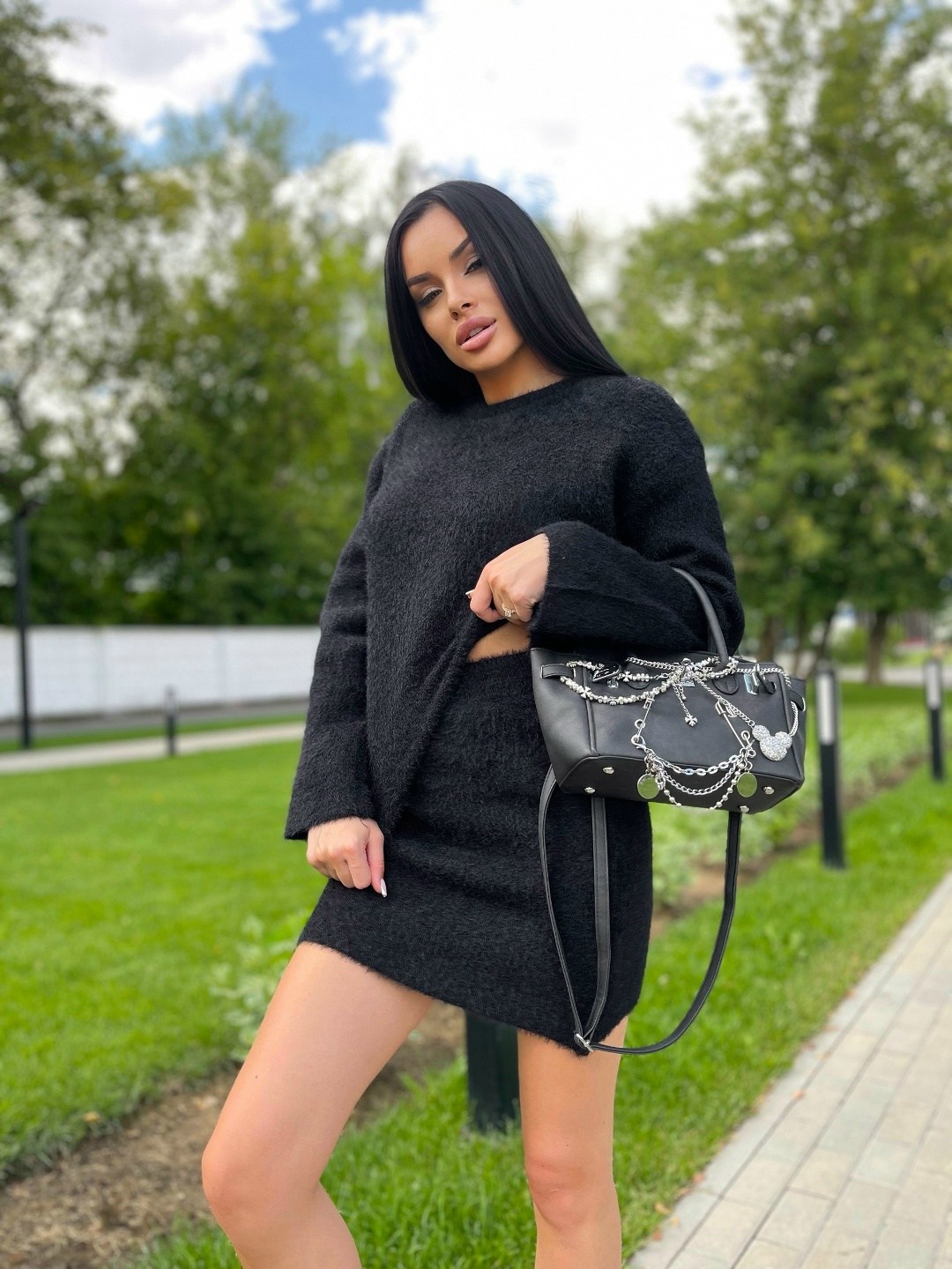модная ,костюм женский двойка с юбкой,платье вязаное, ,вязаное платье туника