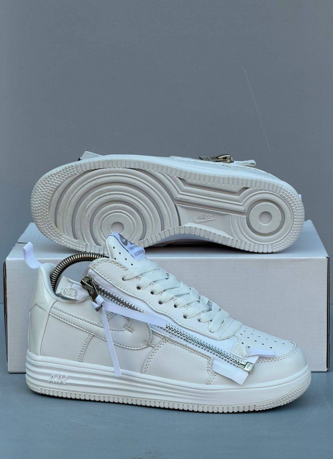 кроссовки nike acronym x lunar force 1 af100 белый,acronym x nike lunar force 1,кроссовки-acronym x lunar force 1 nike,мужские кроссовки для скейтбординга nike lunar force 1 с молнией белый,кроссовки