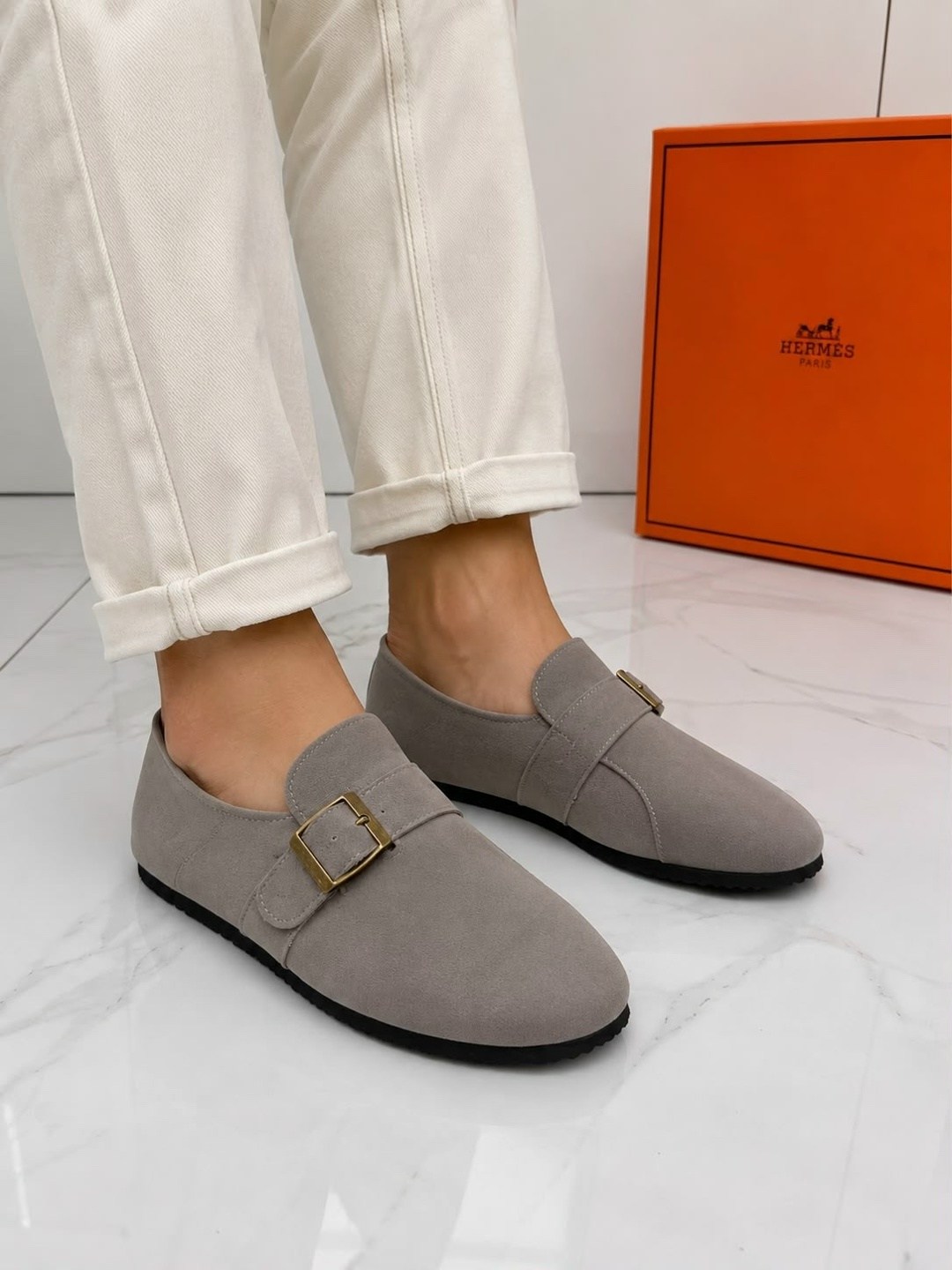 лоферы hermes,,замшевые лоферы hermes,гермес , женская