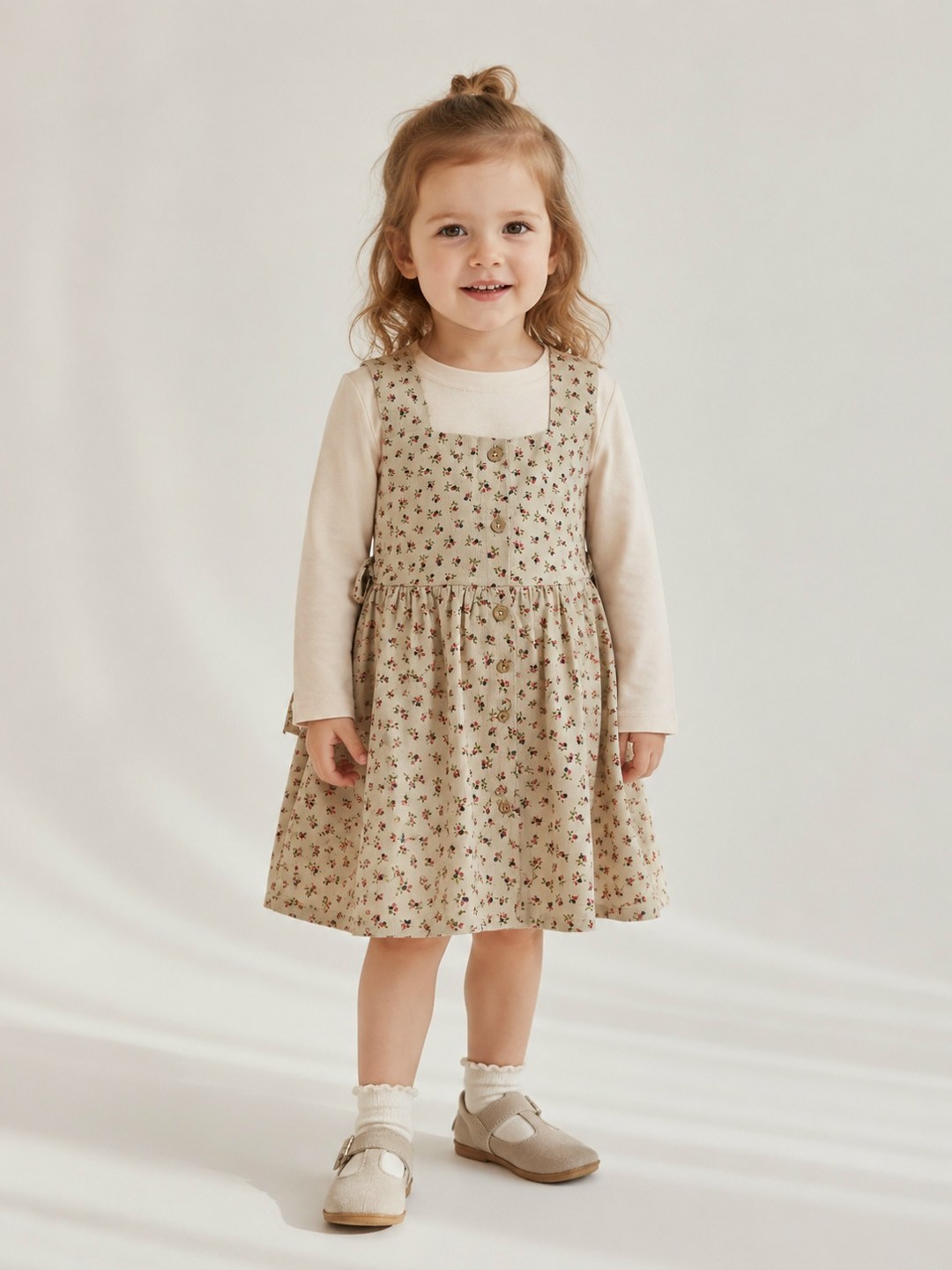 платье для девочки minaku cotton collection бежевое рост 92 см,платье для девочек,повседневные платья,платье для малыша,детская платье