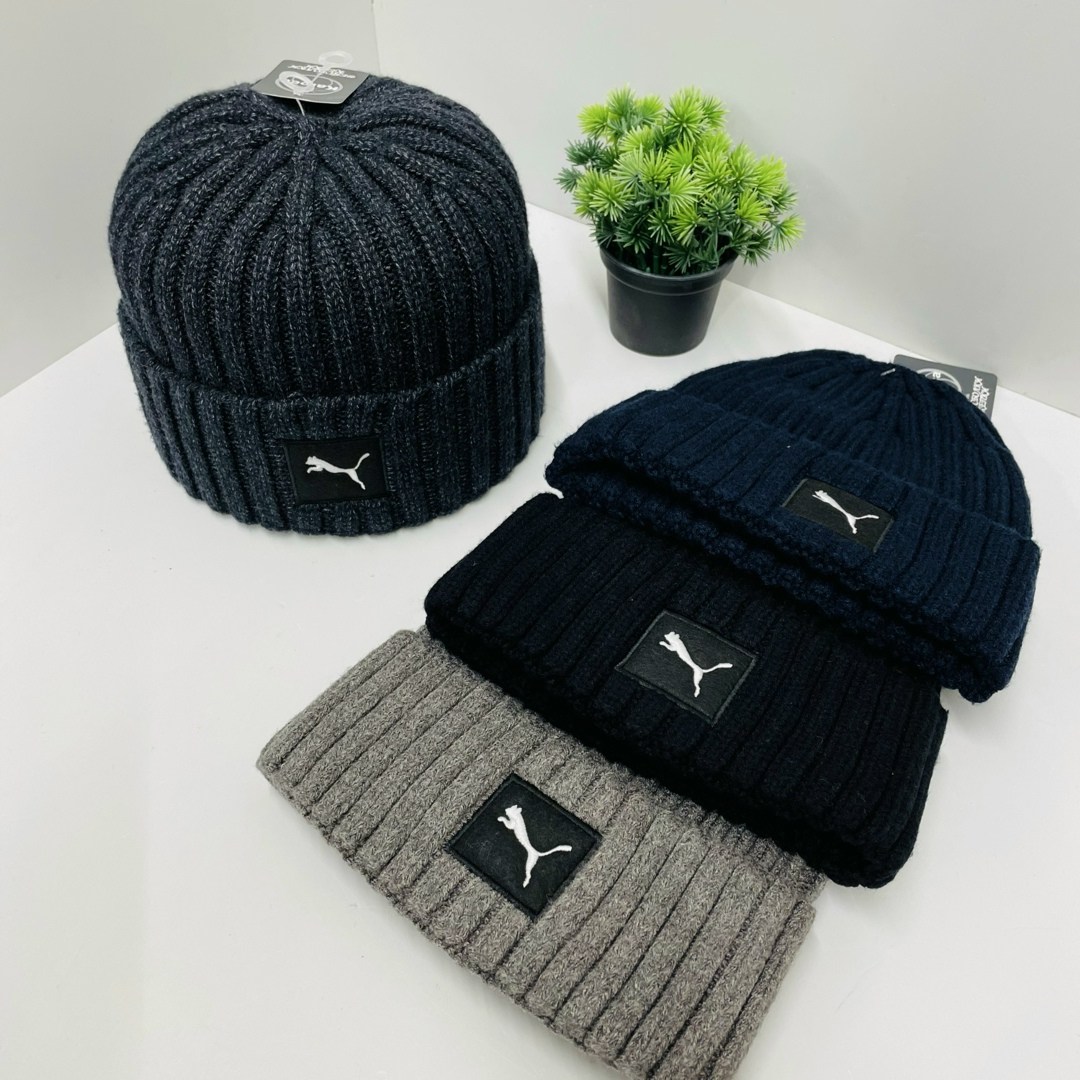мужская шапка бини,шапка мужская вязаная,мужская шапка,шапка puma,головной убор puma ess high crown beanie 026410 черный
