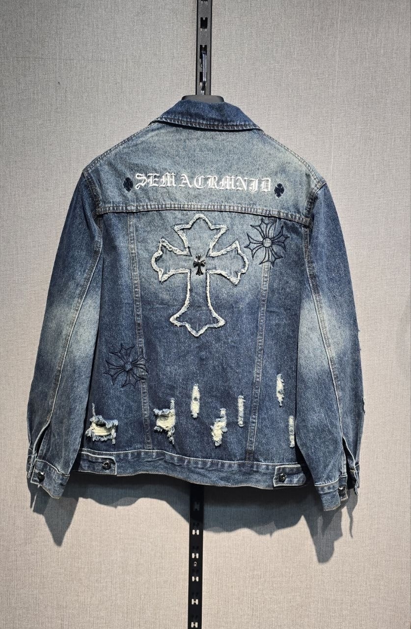 джинсовая куртка chrome hearts,мужская джинсовая куртка,джинсовая куртка,джинсовая куртка с черными крестами,женские джинсовые куртки