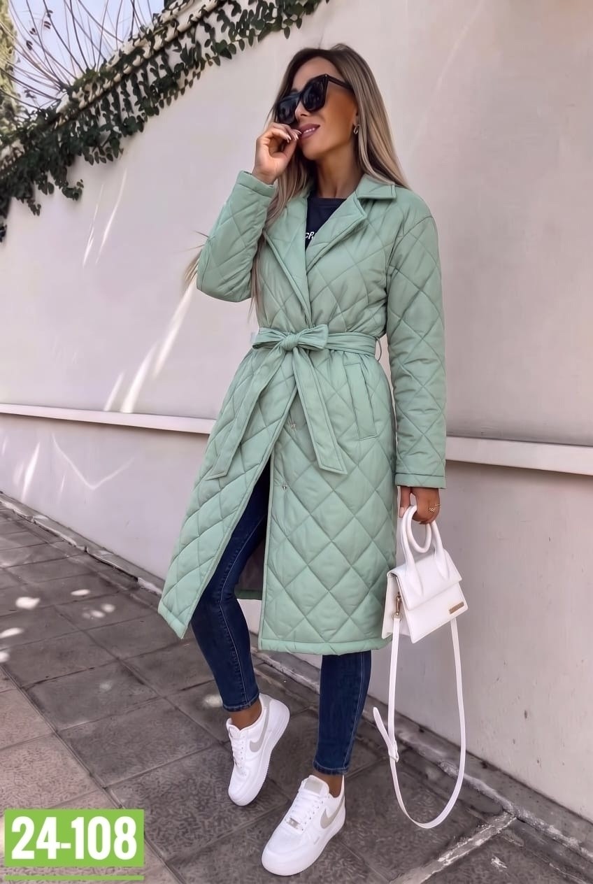 пальто стеганое плащ стеганый куртка женская весна dh fashion,стеганое пальто,пальто стеганое женское,куртка демисезонная длинная стеганая с поясом ah fashion,пальто стеганое демисезонное