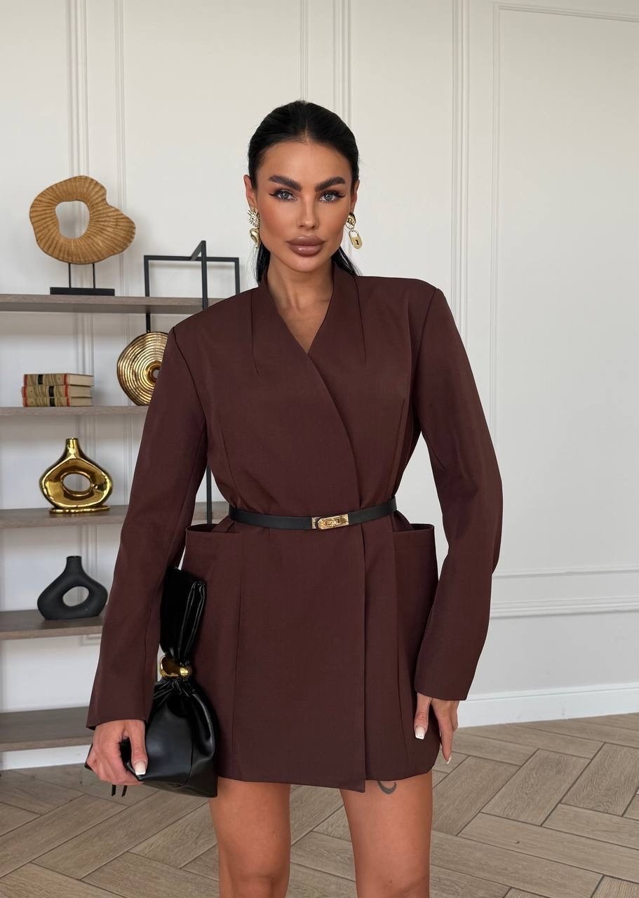 платье пиджак,женское платье пиджак,carrie belted blazer dress chocolate brown,пиджак с поясом,костюм пиджак и юбка