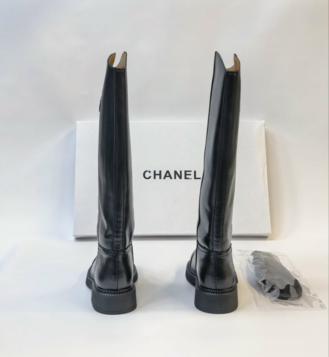 сапоги chanel,сапоги шанель,женские сапоги,сапоги,сапоги chanel кожаные черные