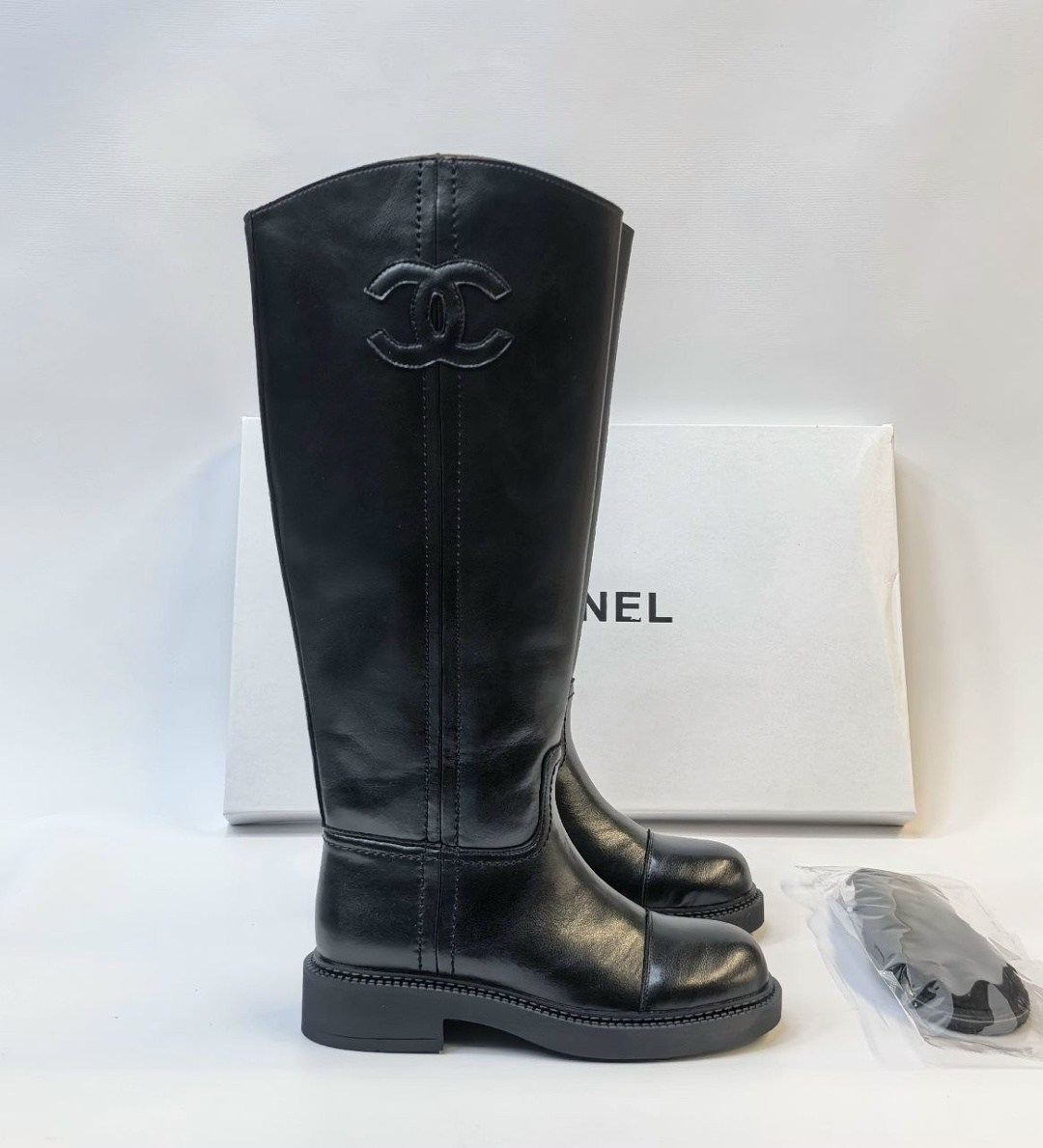 сапоги chanel,сапоги шанель,женские сапоги,сапоги,сапоги chanel кожаные черные