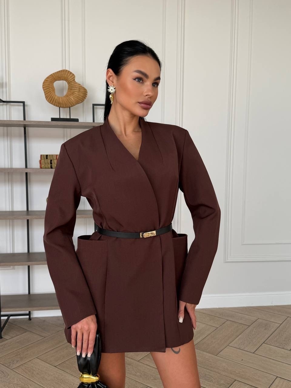 платье пиджак,женское платье пиджак,carrie belted blazer dress chocolate brown,пиджак с поясом,костюм пиджак и юбка