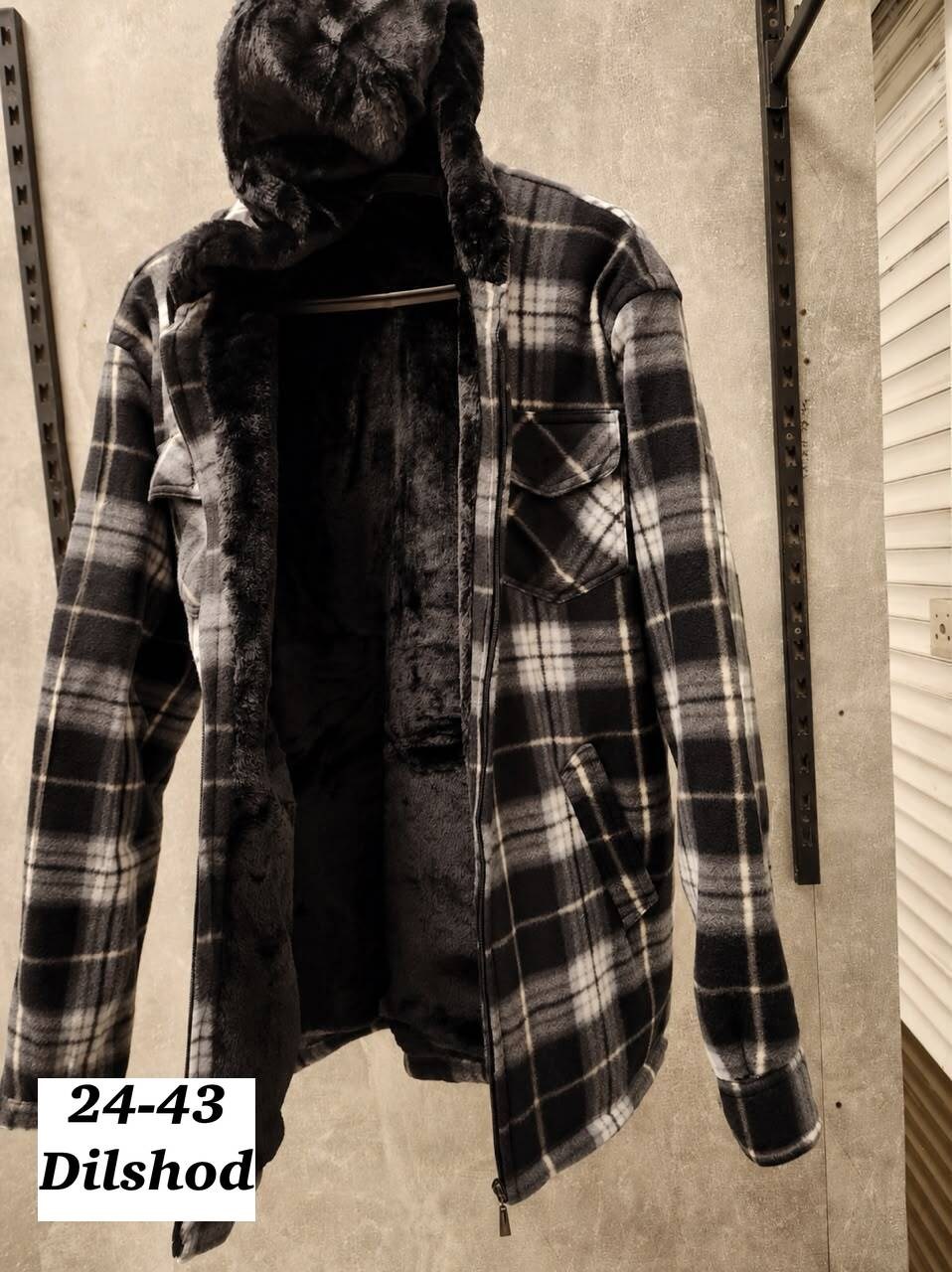 рубашка с капюшоном теплая,рубашка с капюшоном,мужская утепленная рубашка с капюшоном,рубашка в клетку с мехом,рубашка на флисе