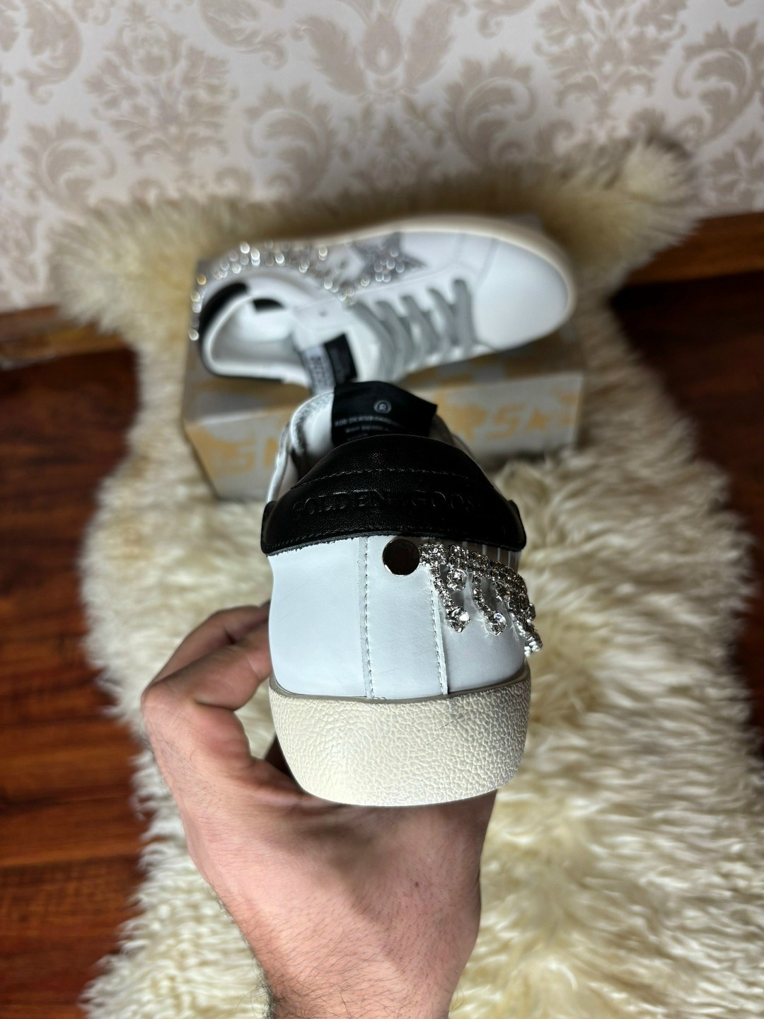 ,кеды golden goose,кроссовки женские golden goose super-star белый / серебряный,golden goose кроссовки,golden goose кеды блестящие