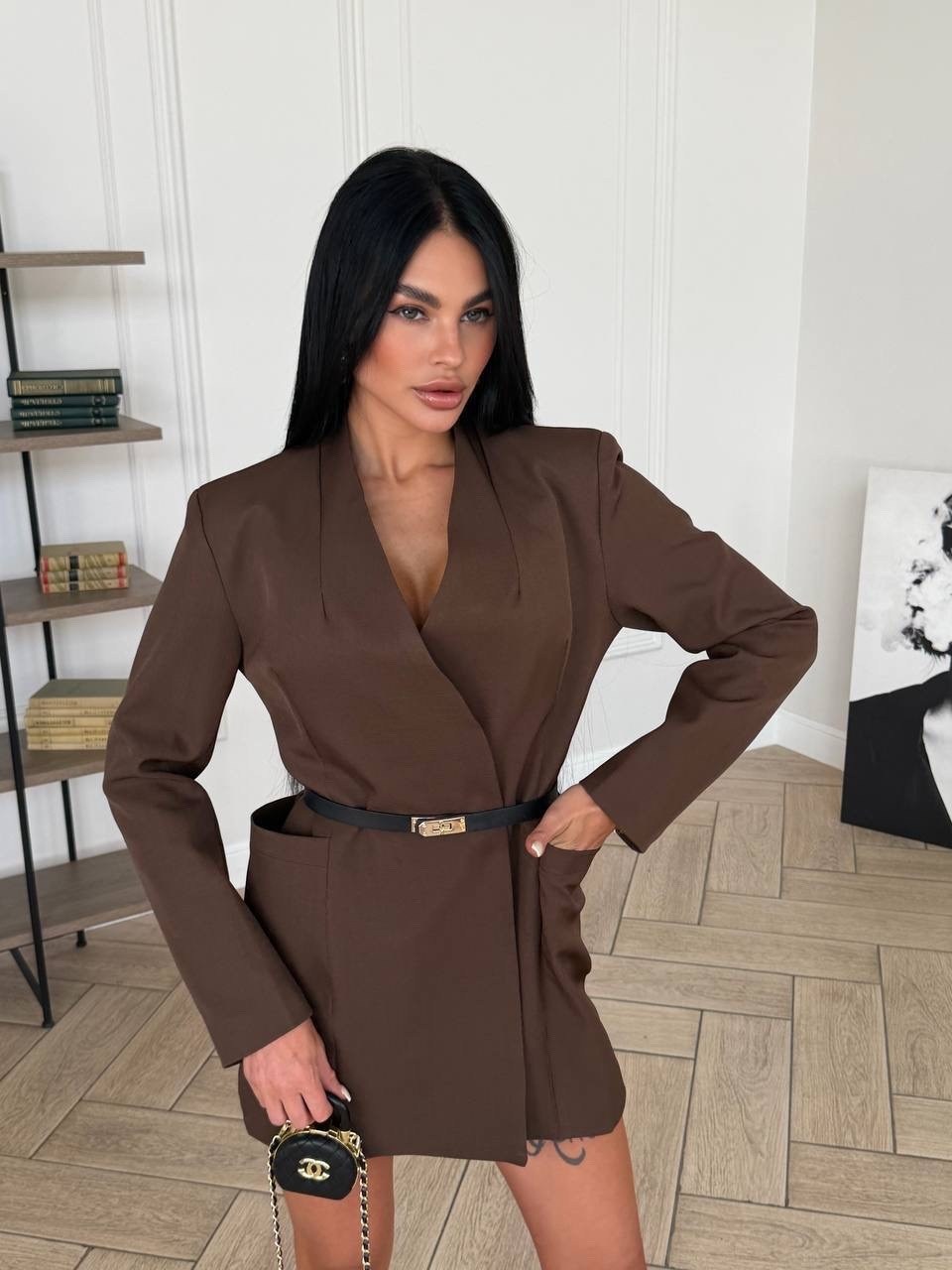 платье-пиджак,женский костюм,carrie belted blazer dress chocolate brown,пиджак оверсайз приталенный с поясом anless wave 266193679,платье пиджак мини