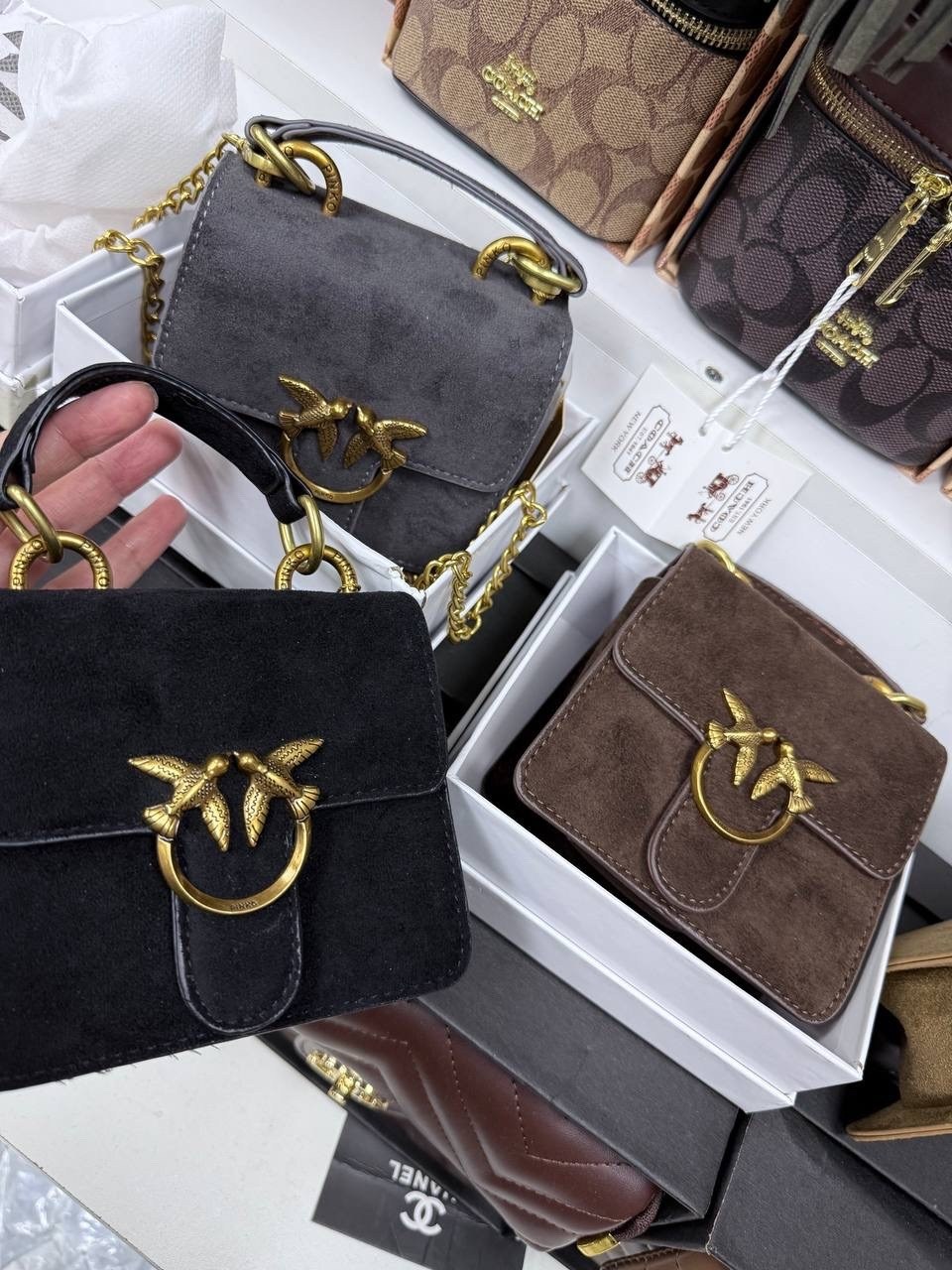 сумка pinko,женская сумка pinko,сумка pinko коричневый,сумка замшевая,брендовые сумочки