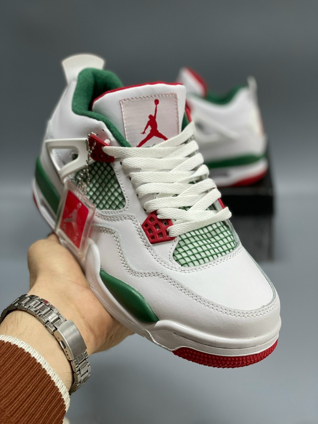 nike air jordan 4 retro,кроссовки,air jordan 4,nike air jordan 4 retro white green aq3816-163,nike air jordan 4