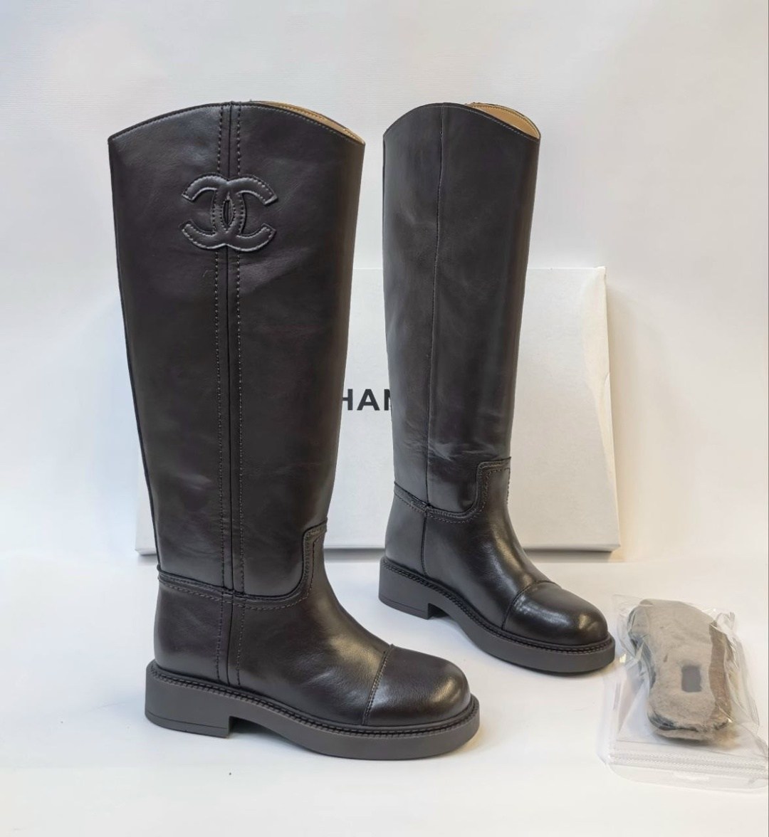 сапоги chanel,сапоги шанель,женские сапоги,сапоги,сапоги chanel кожаные черные
