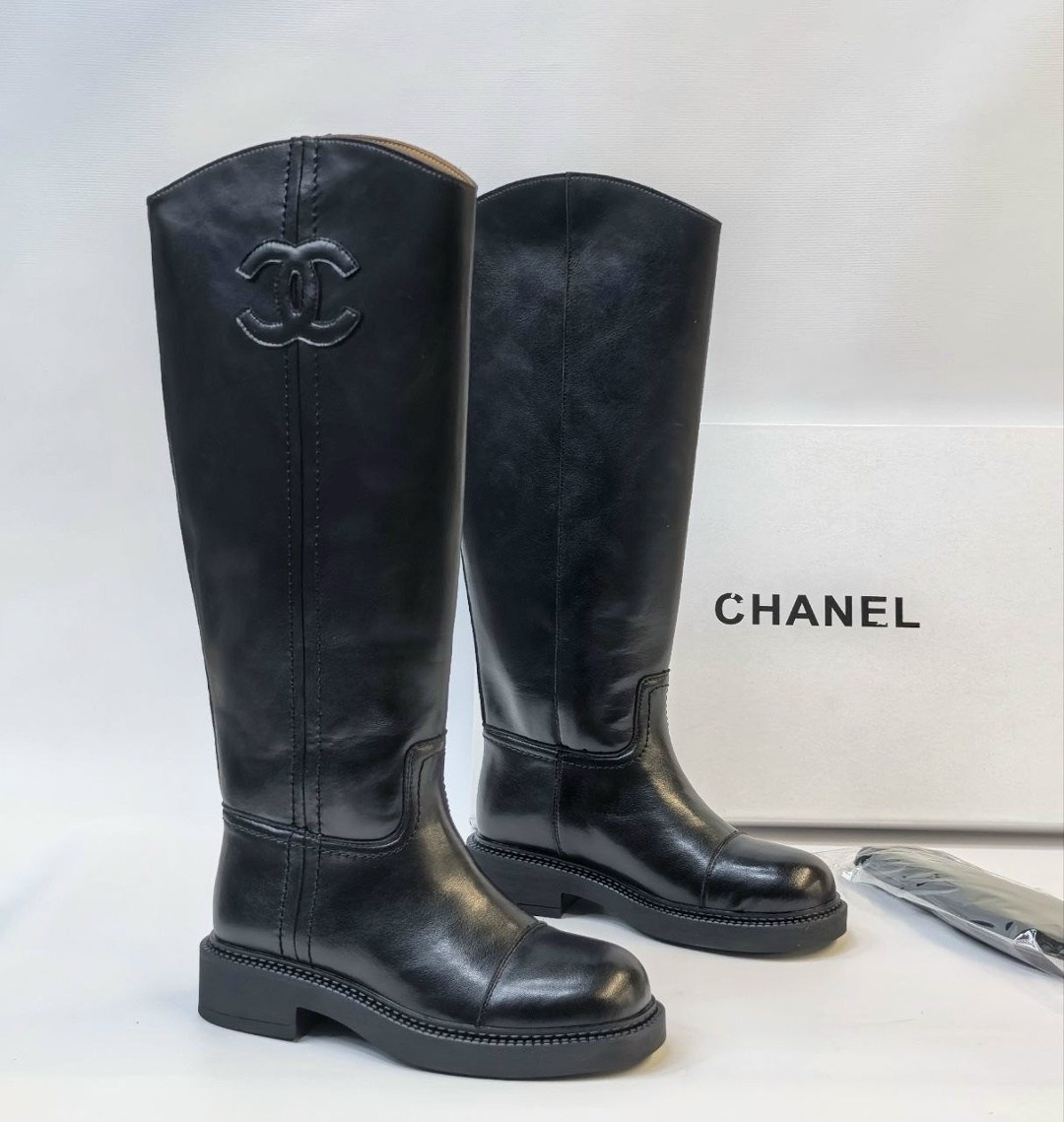 сапоги chanel,сапоги шанель,женские сапоги,сапоги,сапоги chanel кожаные черные