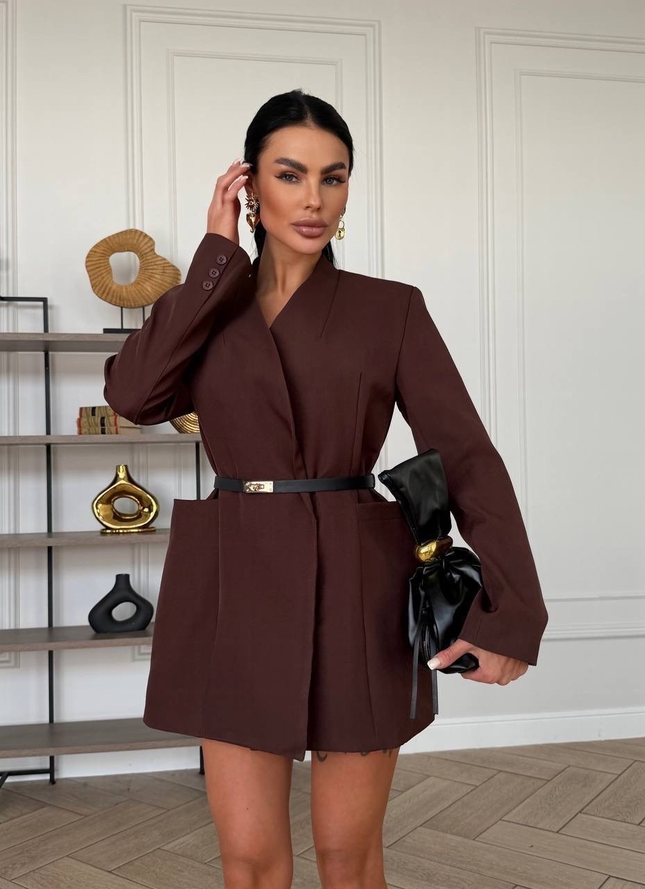 платье пиджак,женское платье пиджак,carrie belted blazer dress chocolate brown,пиджак с поясом,костюм пиджак и юбка
