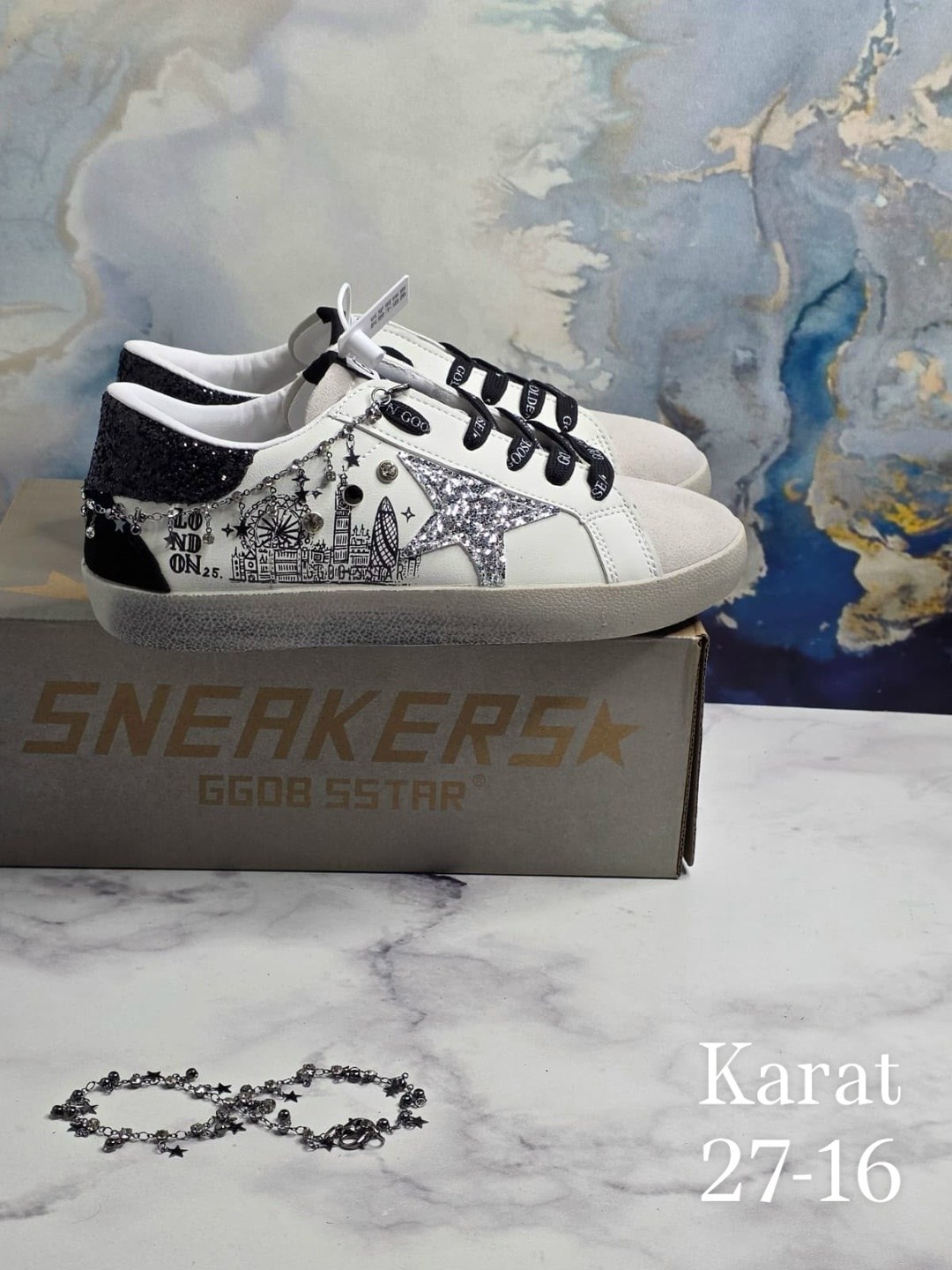 кроссовки женские golden goose super-star белый / серебряный,,golden goose кеды super-star с блестками белый,кроссовки golden goose, женская