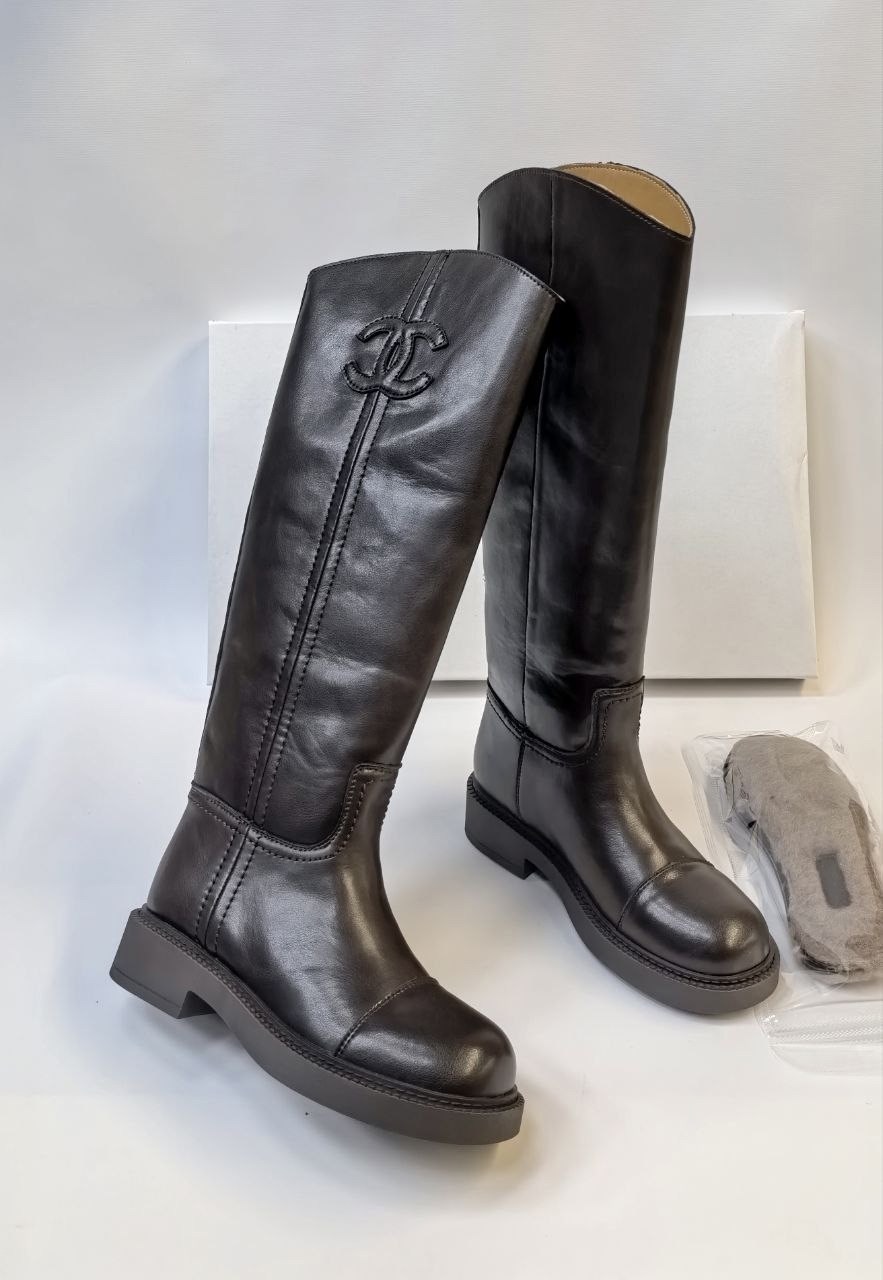 сапоги chanel,сапоги шанель,женские сапоги,сапоги,сапоги chanel кожаные черные