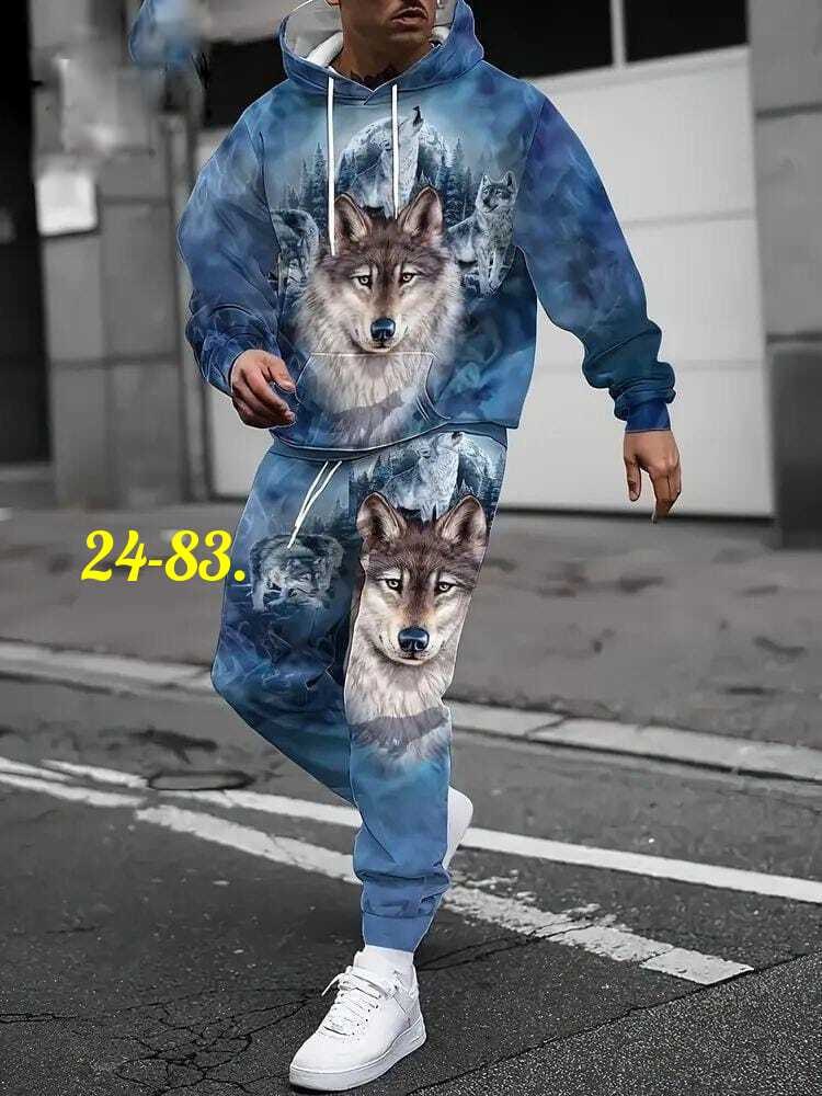 спортивные костюмы,волк костюм,костюм с рисунком,мужской спортивный костюм,мужская мода