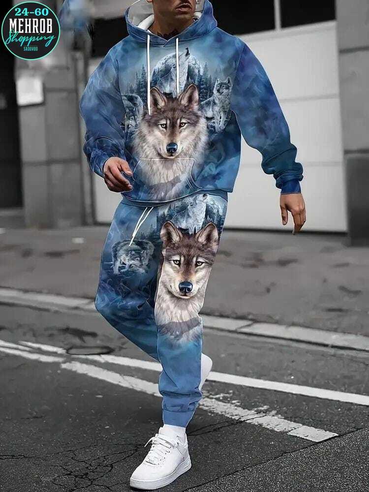спортивные костюмы,волк костюм,мужская мода,костюм с рисунком,повседневный спортивный костюм