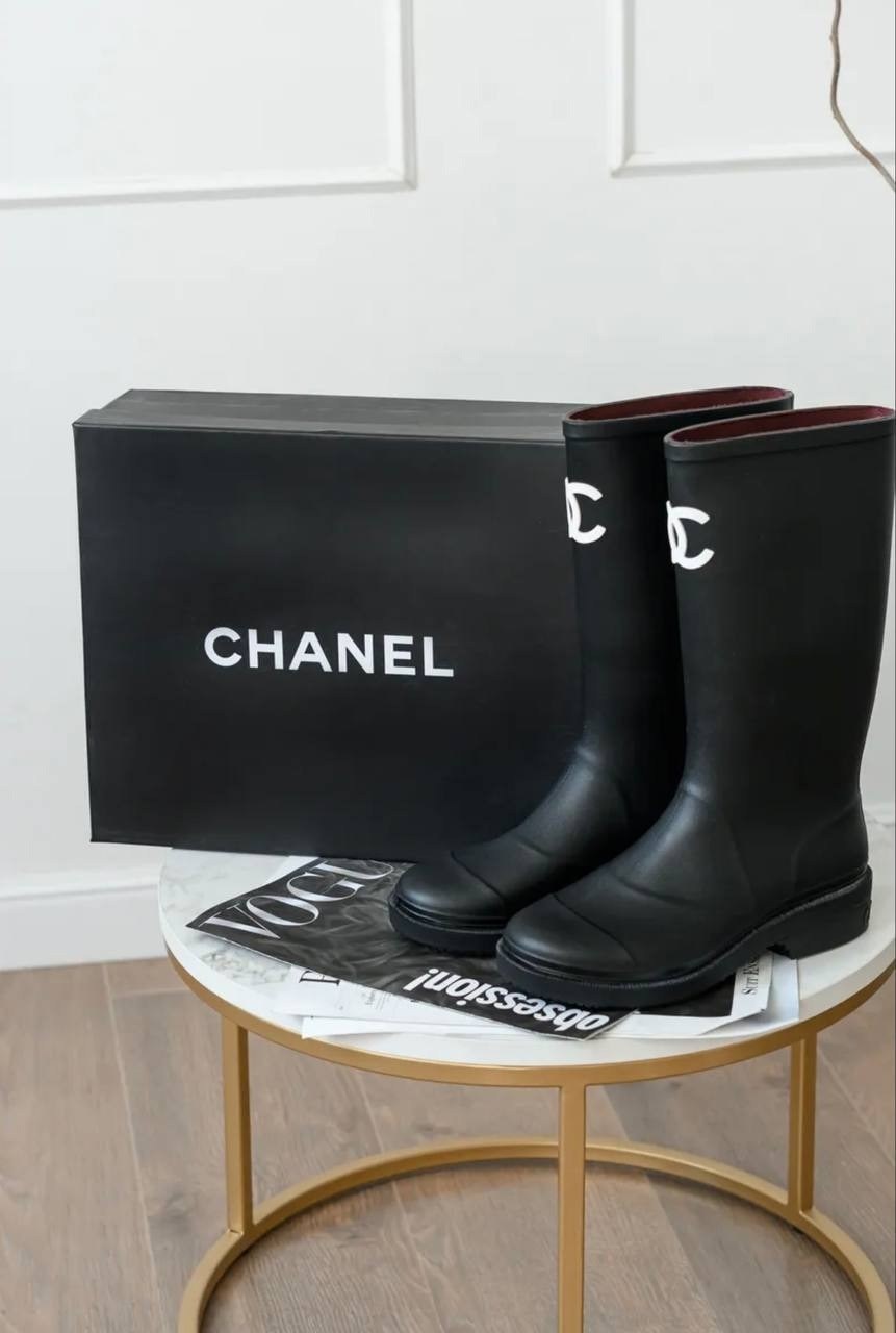 резиновые сапоги chanel,резиновые сапоги шанель,сапоги chanel,женские резиновые сапоги chanel черные,резиновые сапоги