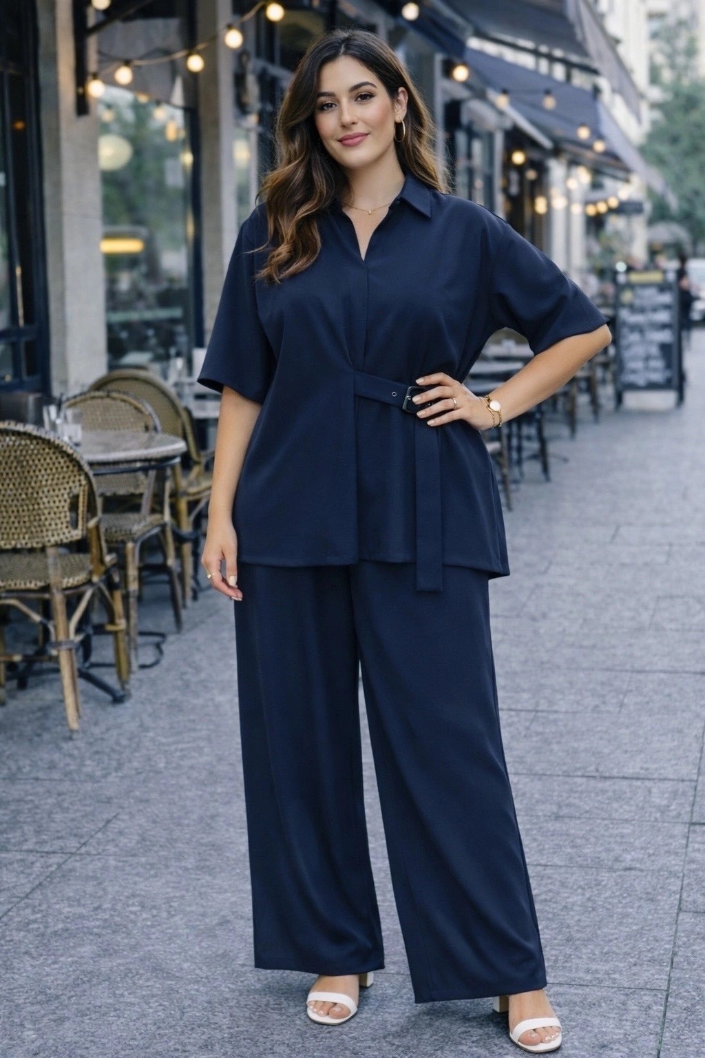 брючный костюм michel chic 1386/1 коричневый,брючный комплект,брючный костюм женский,комплект брючный из вискозы,элегантный брючный костюм