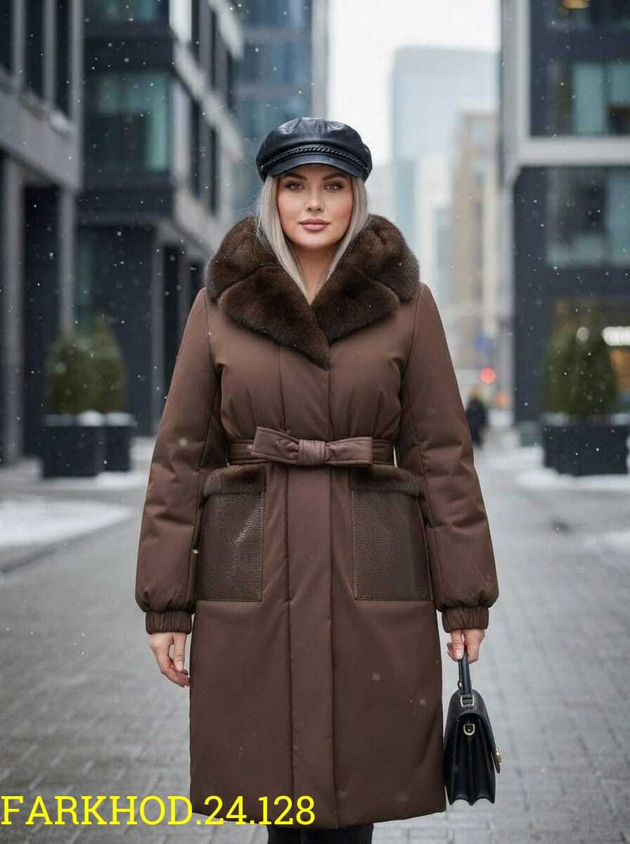 пальто женское зимнее,пальто женские,пальто женское зимнее с норкой натуральной люкс класса,пальто зимнее женское с норкой большого размера коричневого цвета,утепленное женское пальто