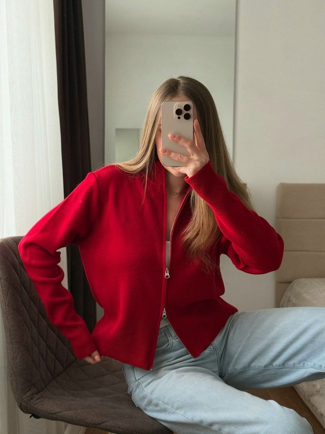 трендовый джемпер на молнии dina style,вязаные кардиганы,кофта женская,коричневый кардиган,свитер вязаный трикотажный с молнией c горлом