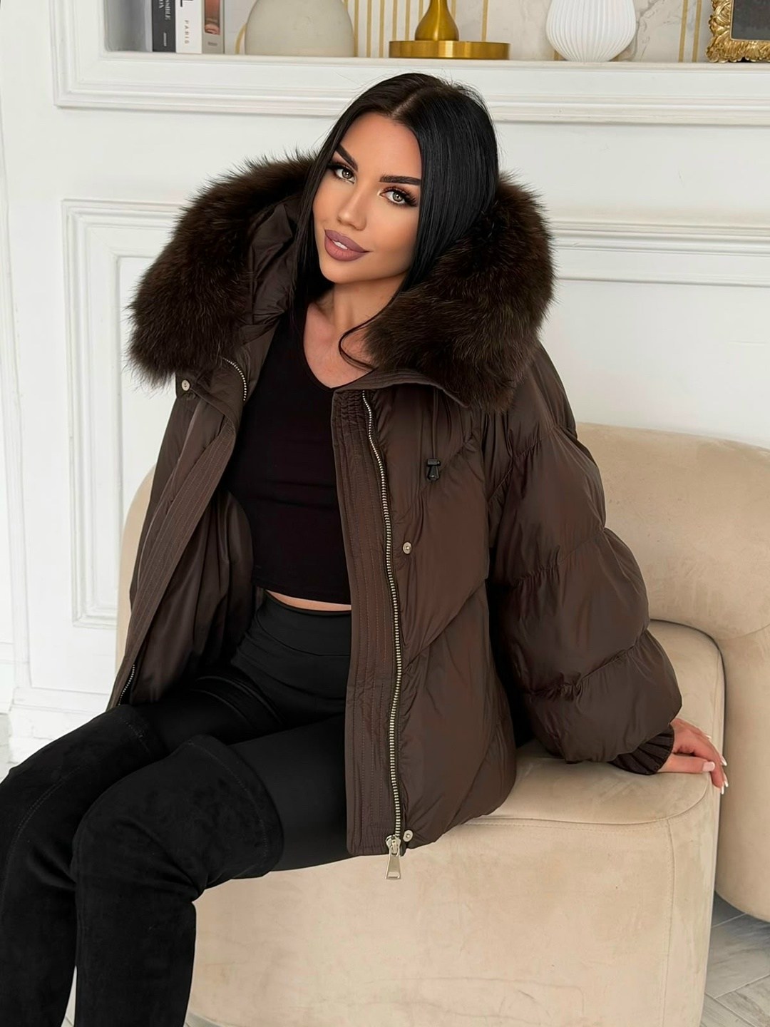 бомбическая куртка max mara с натуральным мехом,куртка с ламой мех съемный наполнитель пух,стильные куртки,куртка оверсайз,куртка с мехом натуральным