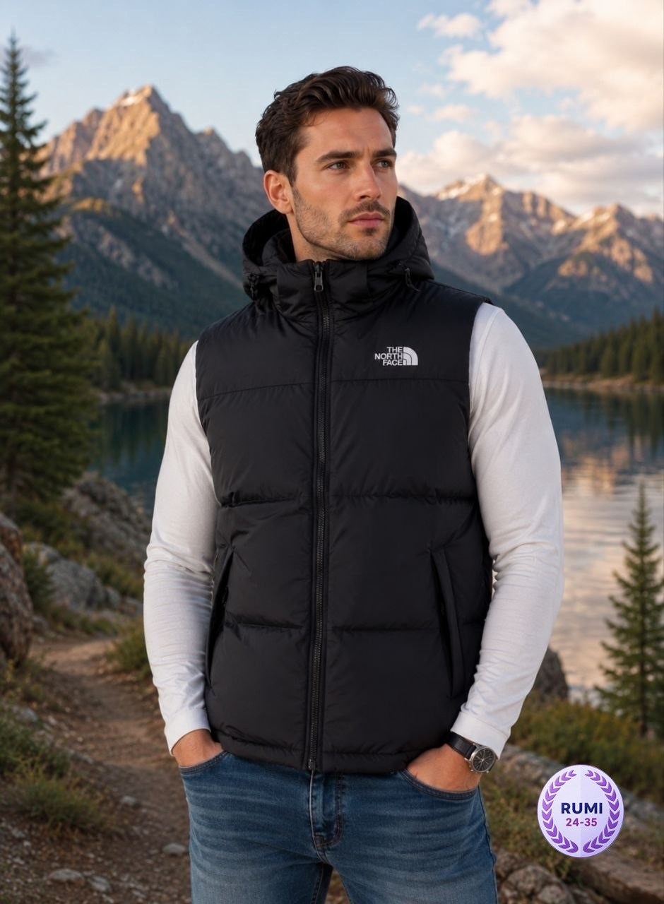 утепленный жилет the north face,жилет мужской,мужская мода,мужская жилетка,безрукавка мужская