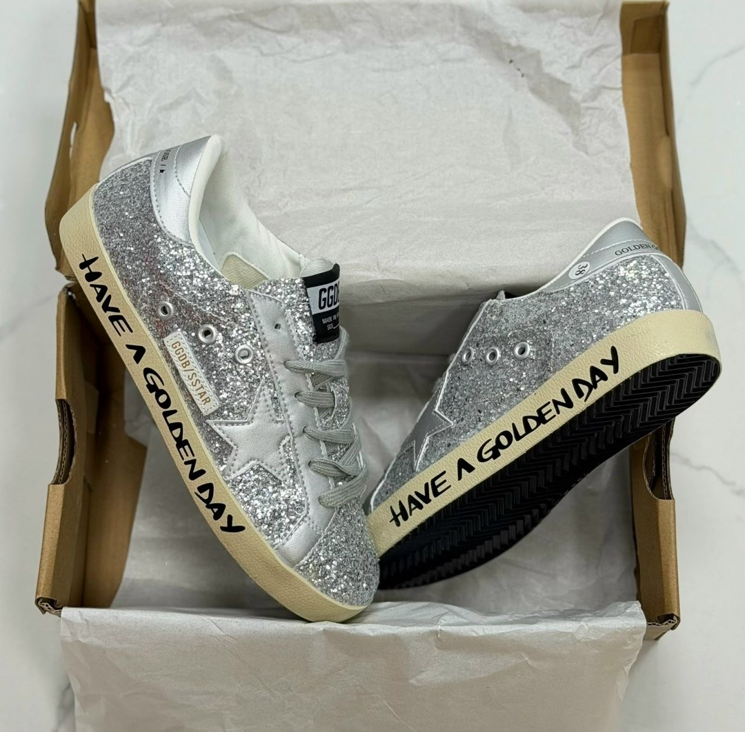 golden goose кеды super-star с блестками серебристый,кроссовки golden goose,кеды golden goose женские,golden goose hi star silver glitter,кеды golden goose hi star glitter low-top