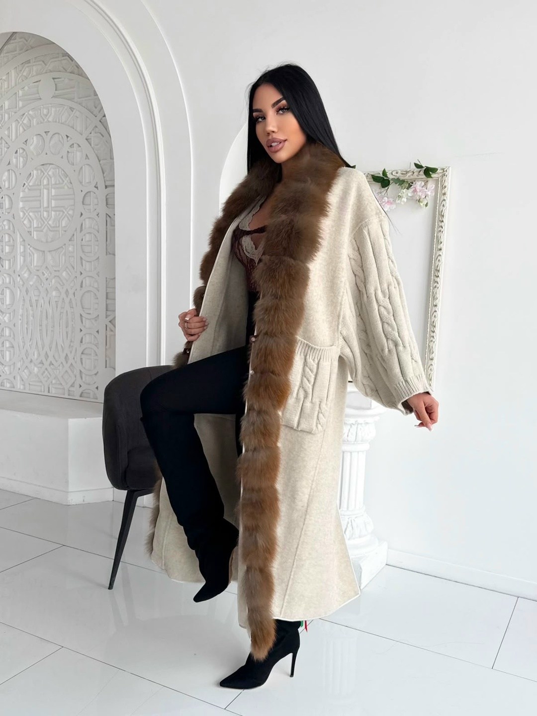 кардиган с мехом финского песца yana kraft brand,кардиган с мехом песца,кардиган с мехом финского песца,кардиган с мехом,кардиган с песцом