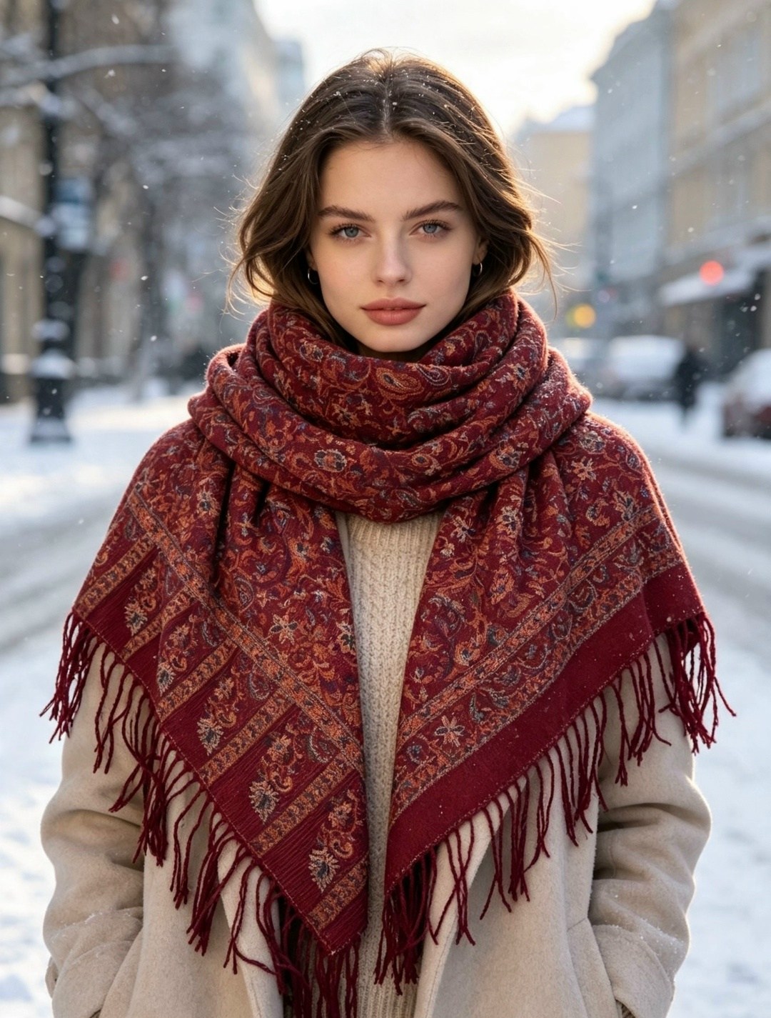 женщин,вязаные шарфы,красива девушка,красивые