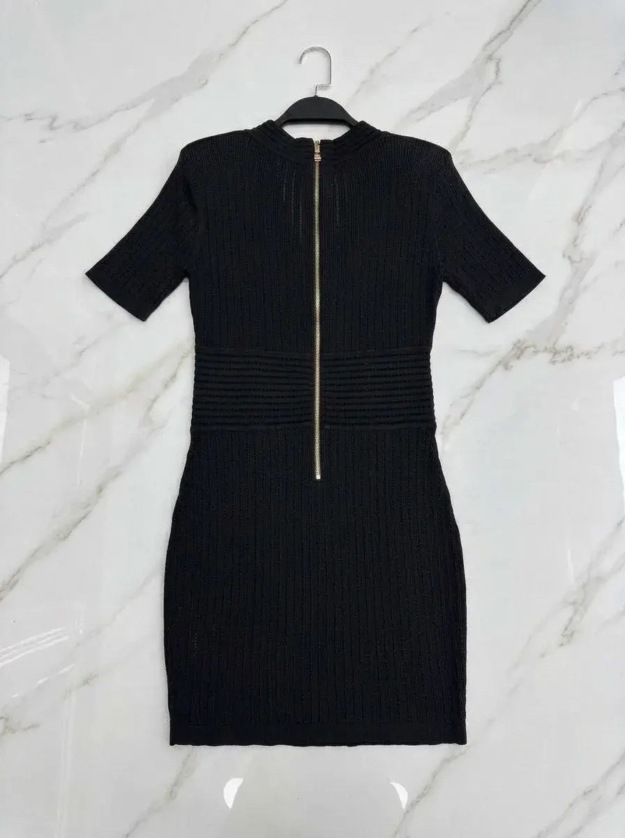 мини-платье из трикотажа balmain черное,платье balmain,бандажное платье balmain,платье бандажное,платье женское balmain