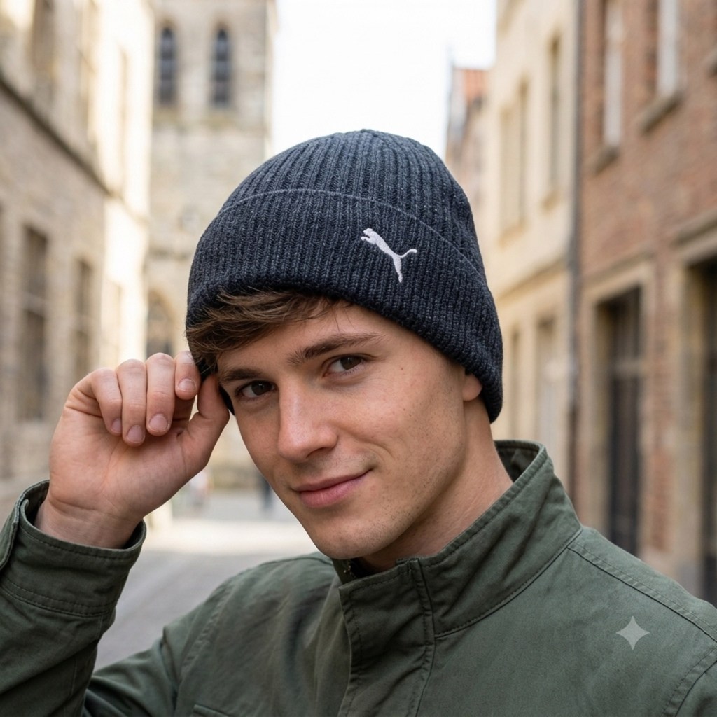 puma шапка,мужская шапка puma,мужские шапки,головные уборы puma premium ess high crown beanie 026407 черный,шапка бини