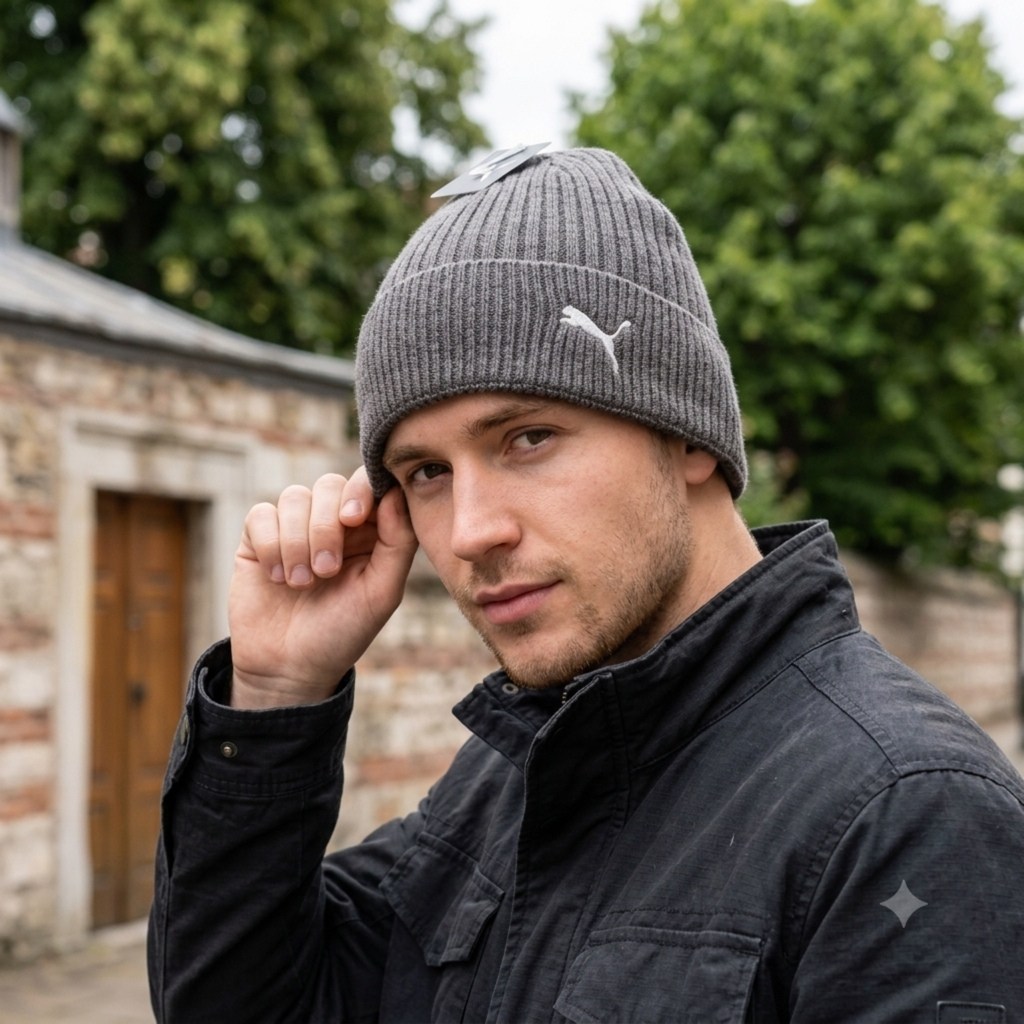 puma шапка,мужская шапка puma,мужские шапки,головные уборы puma premium ess high crown beanie 026407 черный,шапка бини