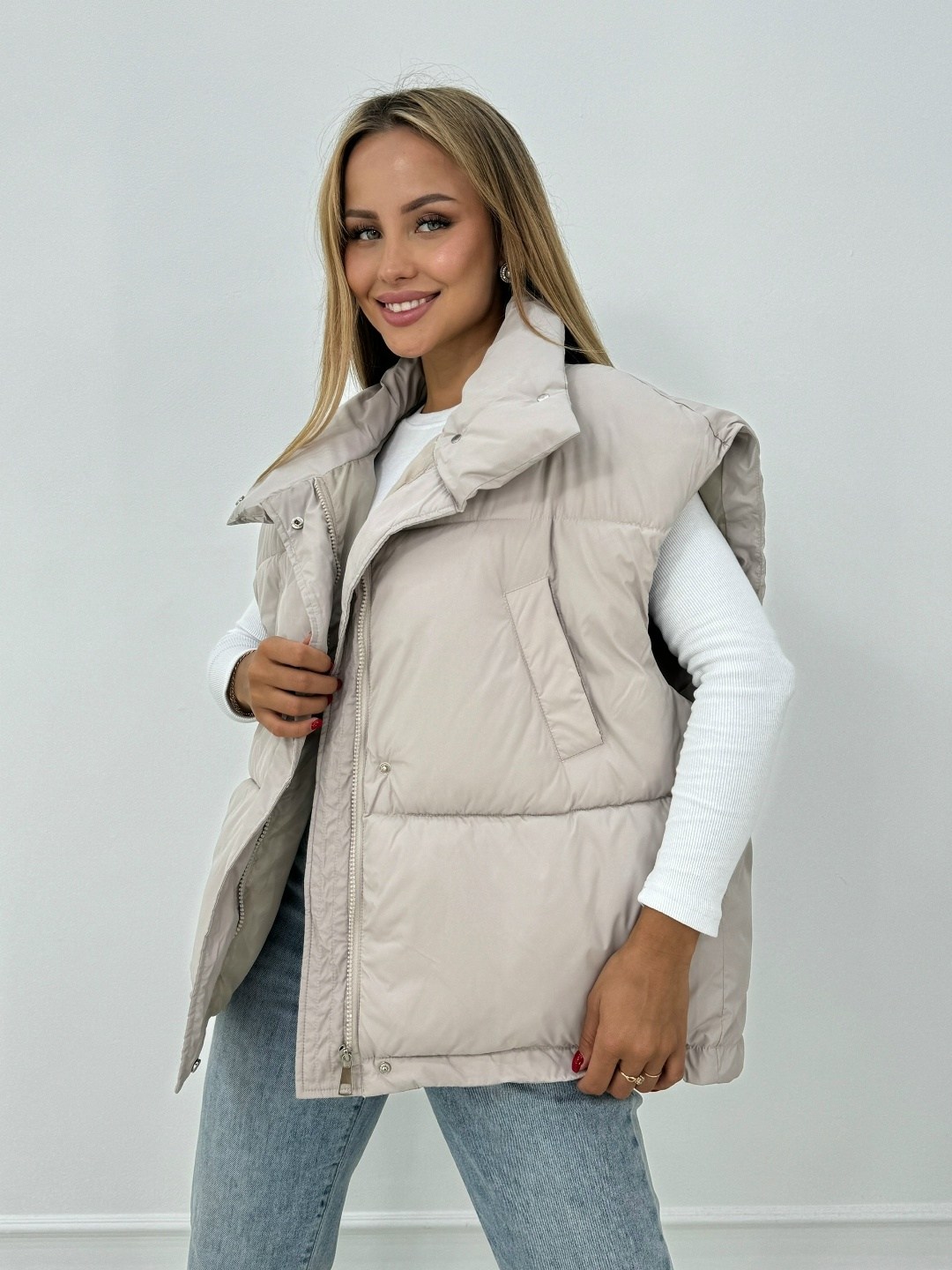 утепленный жилет женский beluxstar gilet-z656 бежевый l,утепленный жилет женский beluxstar gilet-z656 бежевый xl,жилетка утепленная удлиненная,женская жилетка,жилет утепленный modahonka