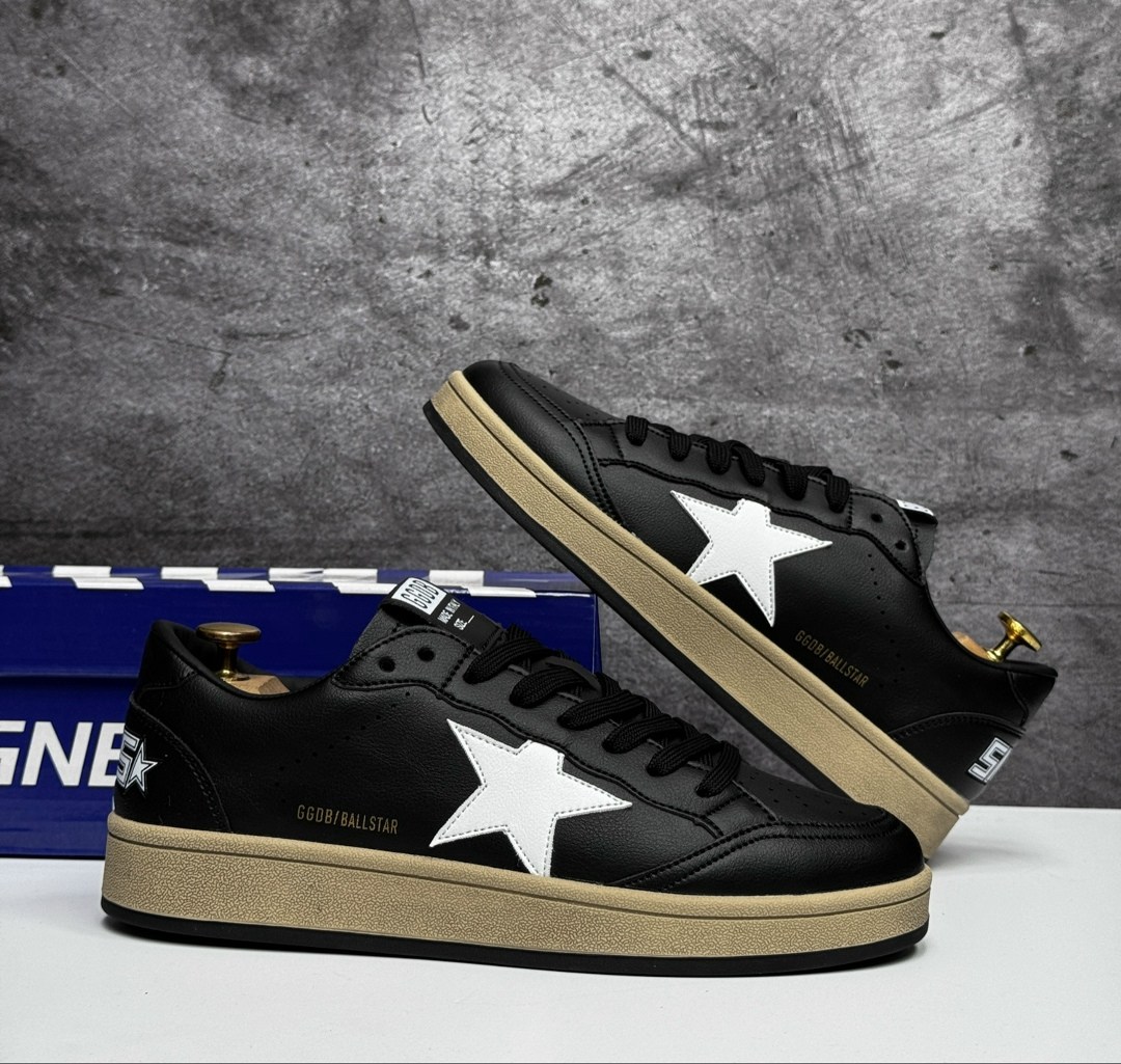 мужские кроссовки golden goose ball star leather/suede star,кроссовки golden goose,кроссовки ball star черного и белого цвета golden goose,,golden goose кеды hi star на платформе черный