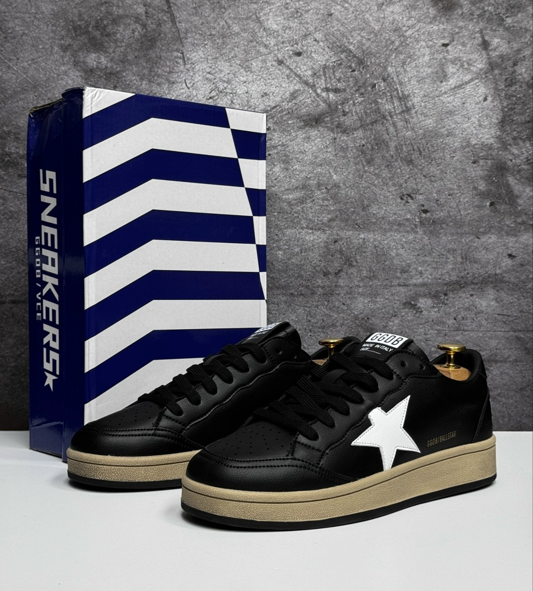 мужские кроссовки golden goose ball star leather/suede star,кроссовки golden goose,кроссовки ball star черного и белого цвета golden goose,,golden goose кеды hi star на платформе черный