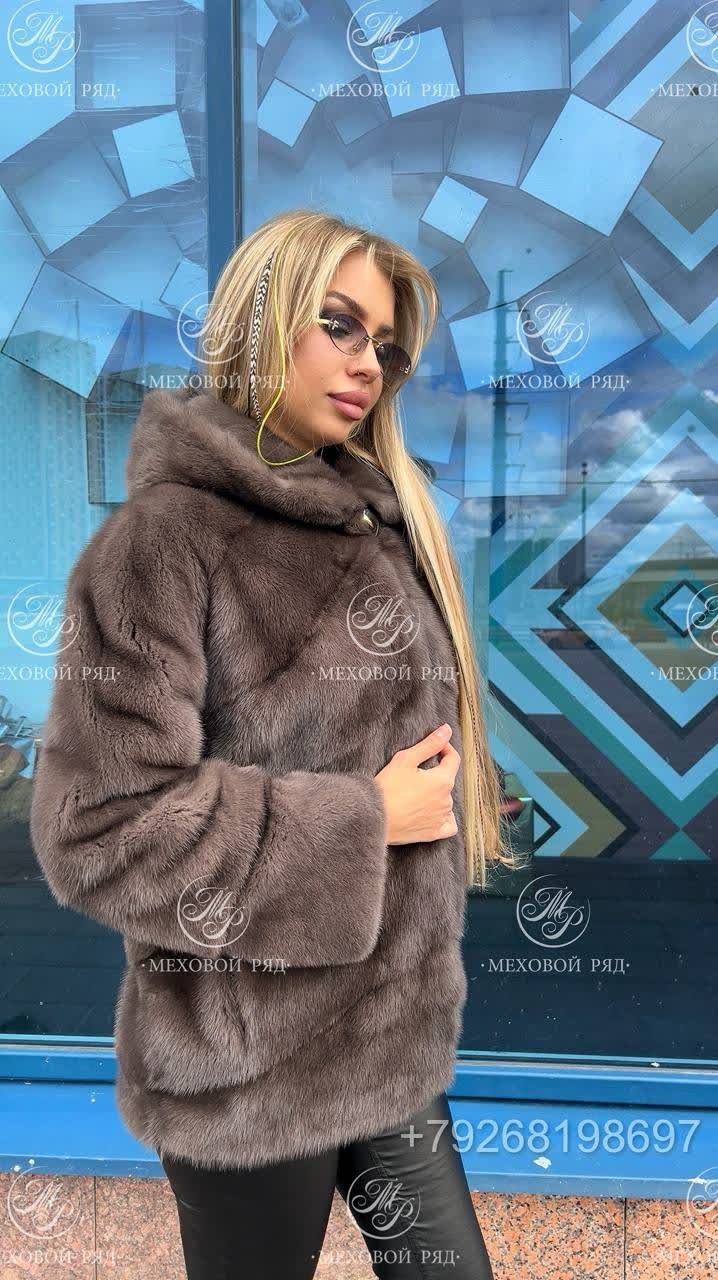 норковый полушубок с капюшоном,норковый полушубок с капюшоном черный,шубка из меха европейской норки,норковая шуба с капюшоном,шубка из меха европейской норки с капюшоном "оверсайз" в цвете "графит" 7