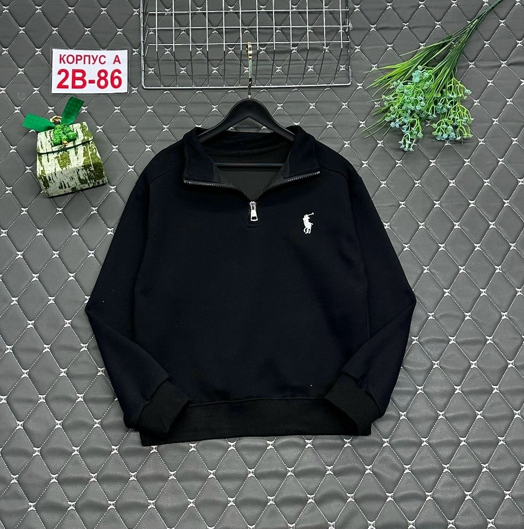 толстовка с молнией uniqlo цвет 09 черный,свитшот мужская,толстовка мужская,мужской свитер,толстовка с воротником