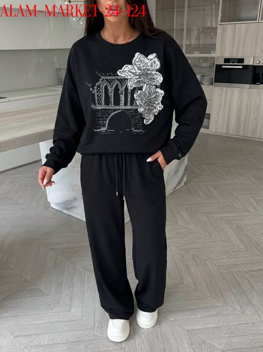 трикотажные костюмы,вязаный костюм свитшот и брюки trend collection,женский костюм,костюм трикотажный женский,женский костюм на флисе