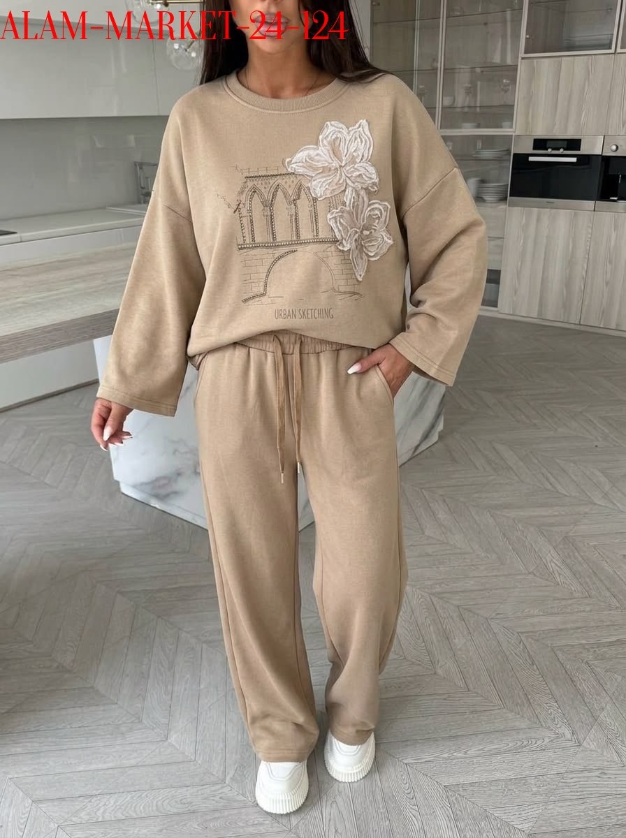 трикотажные костюмы,вязаный костюм свитшот и брюки trend collection,женский костюм,костюм трикотажный женский,женский костюм на флисе
