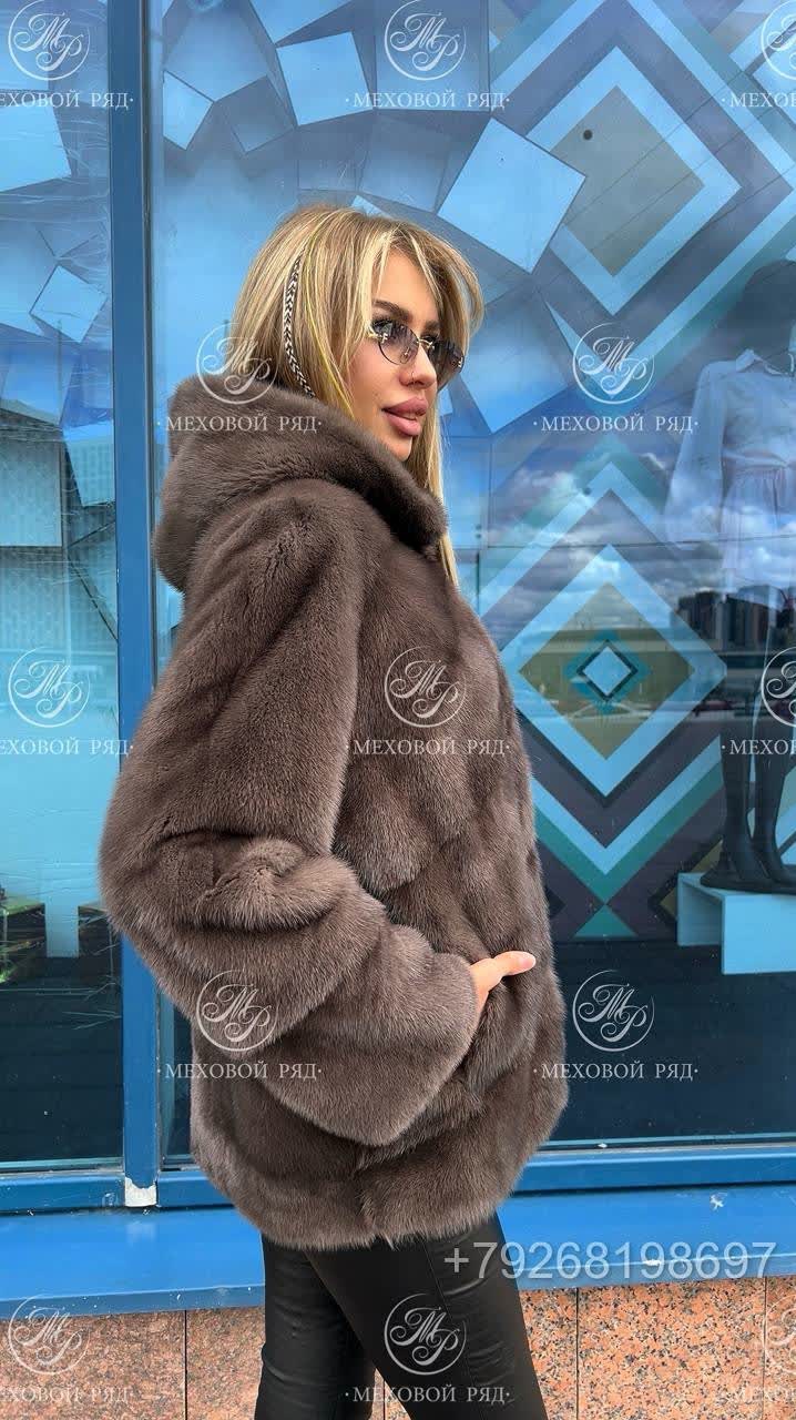 норковый полушубок с капюшоном,норковый полушубок с капюшоном черный,шубка из меха европейской норки,норковая шуба с капюшоном,шубка из меха европейской норки с капюшоном "оверсайз" в цвете "графит" 7