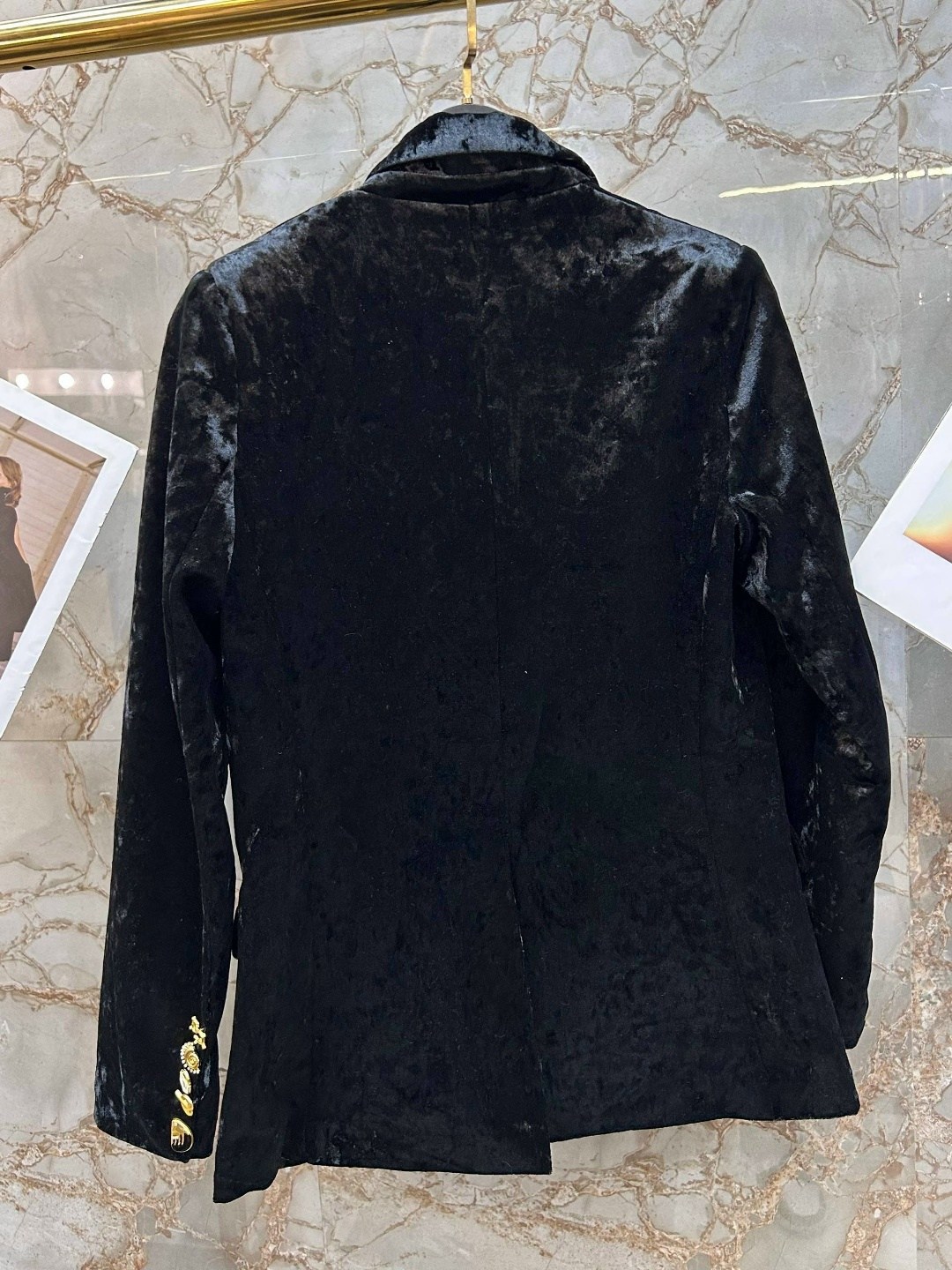 бархатный пиджак,balmain жакет бархат,черный бархатный блейзер для женщин тонкий двубортный пиджак на пуговицах,бархатный пиджак с золотыми пуговицами,женский бархатный пиджак